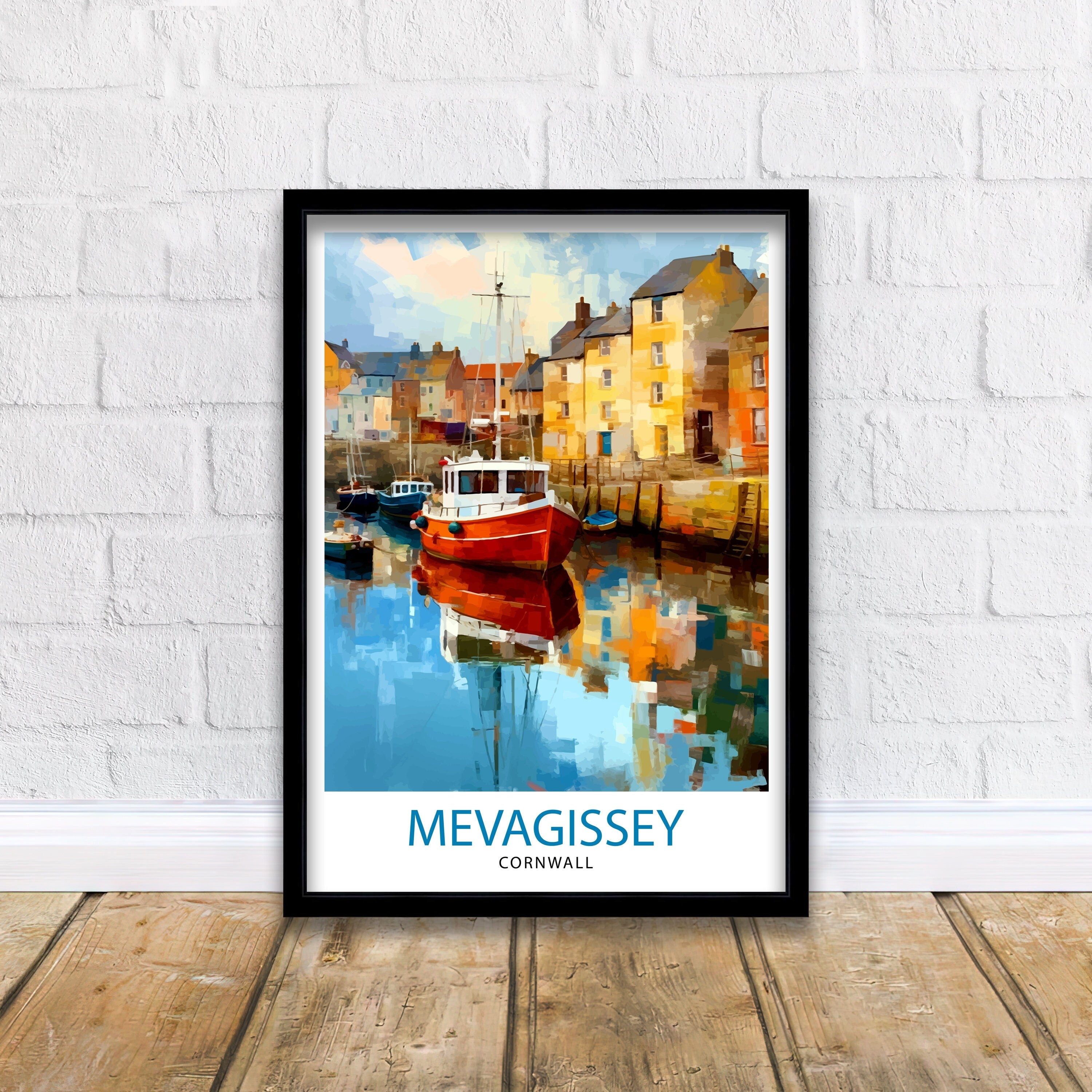 Mevagissey Cornwall Travel Print Mevagissey Wall Decor Mevagissey Poster Cornwall Travel Prints Mevagissey Art Print Mevagissey Illustration
