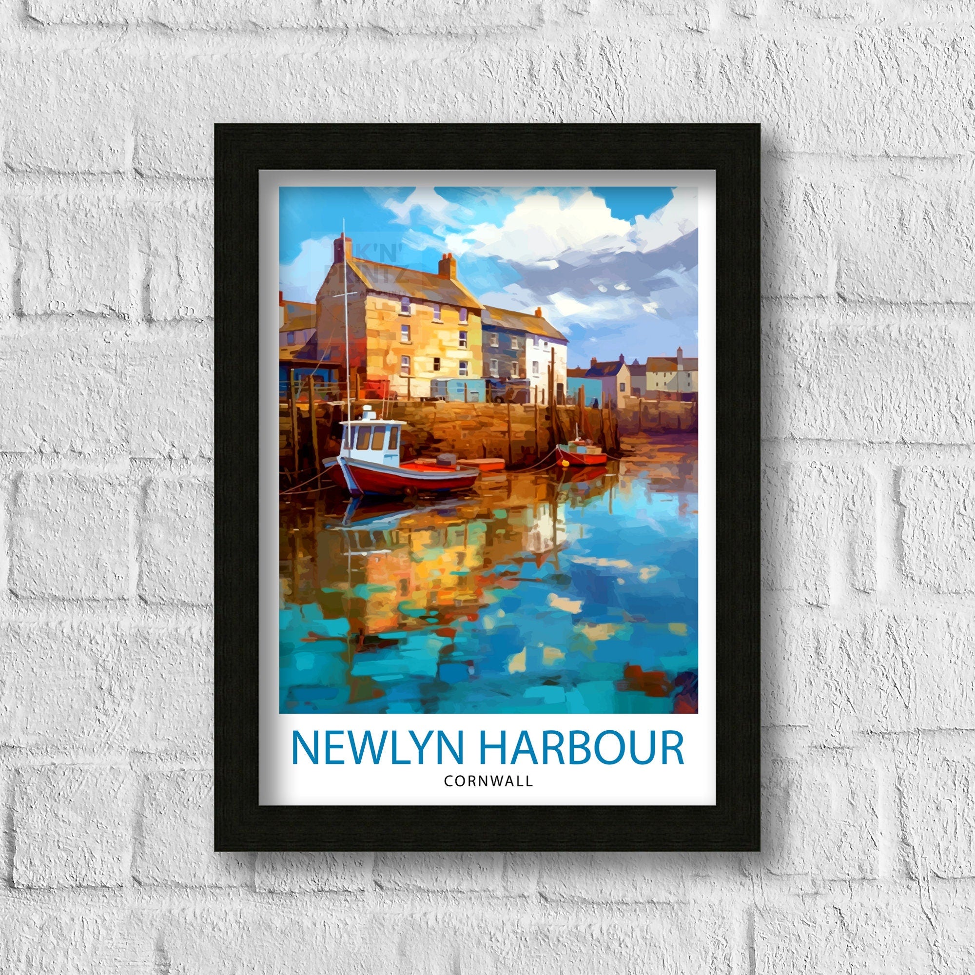 Newlyn Harbour Cornwall Travel Print Newlyn Wall Decor Cornwall Coastal Art Cornwall Travel Poster Newlyn Illustration Cornwall Wall Art