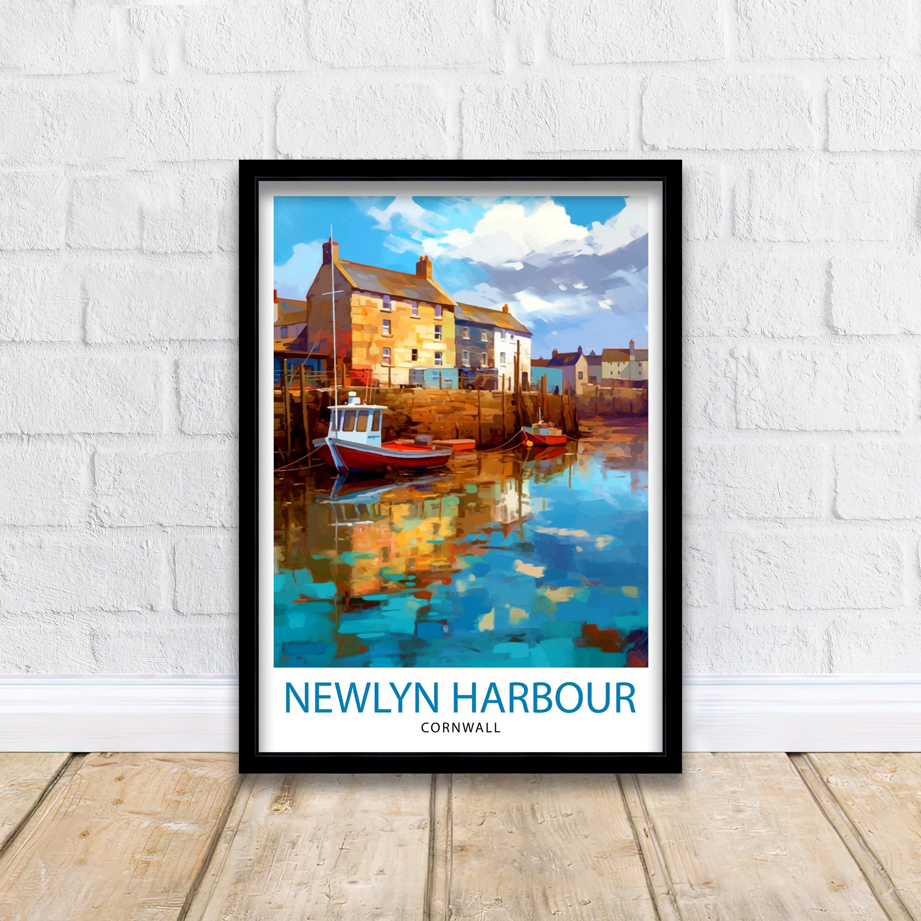 Newlyn Harbour Cornwall Travel Print Newlyn Wall Decor Cornwall Coastal Art Cornwall Travel Poster Newlyn Illustration Cornwall Wall Art