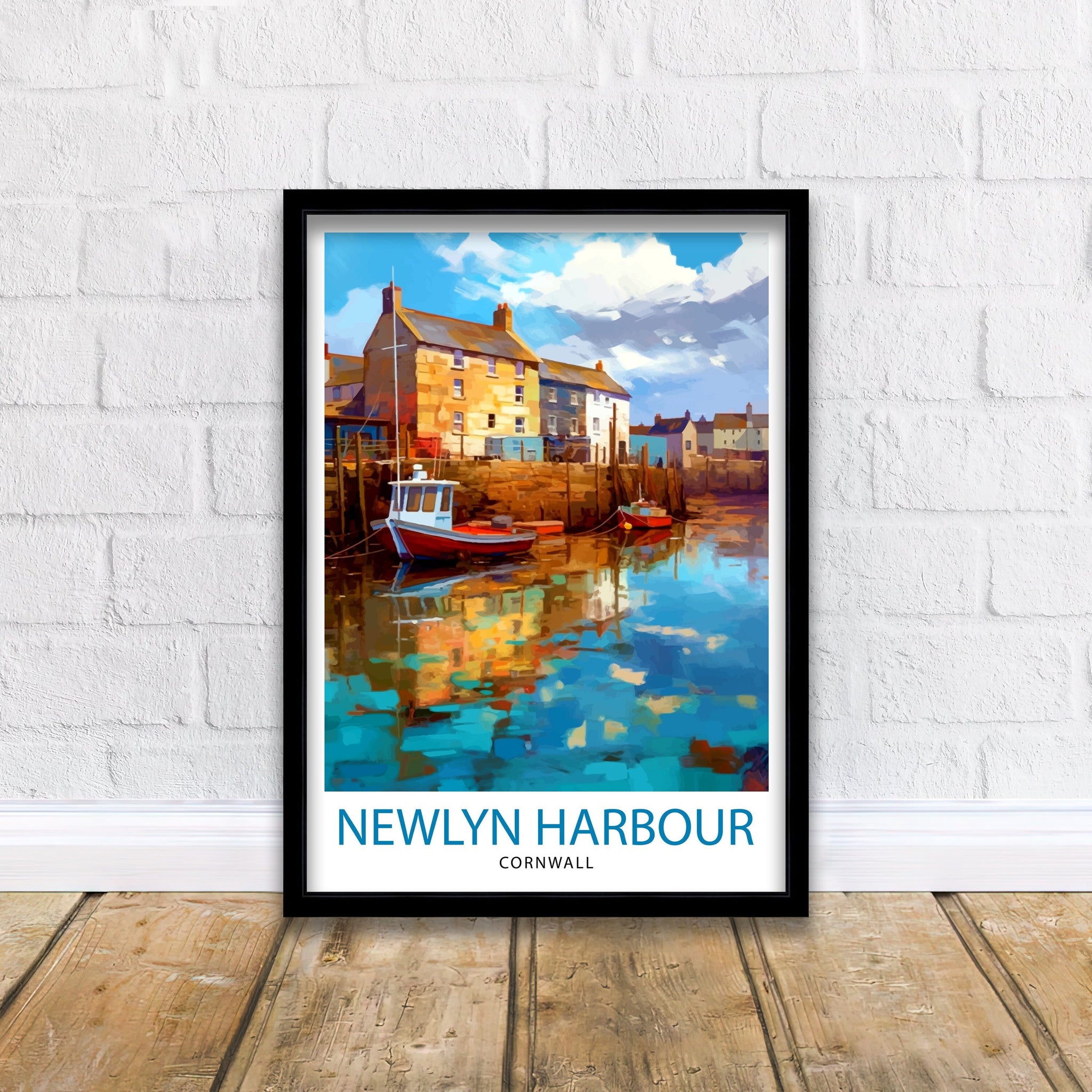 Newlyn Harbour Cornwall Travel Print Newlyn Wall Decor Cornwall Coastal Art Cornwall Travel Poster Newlyn Illustration Cornwall Wall Art