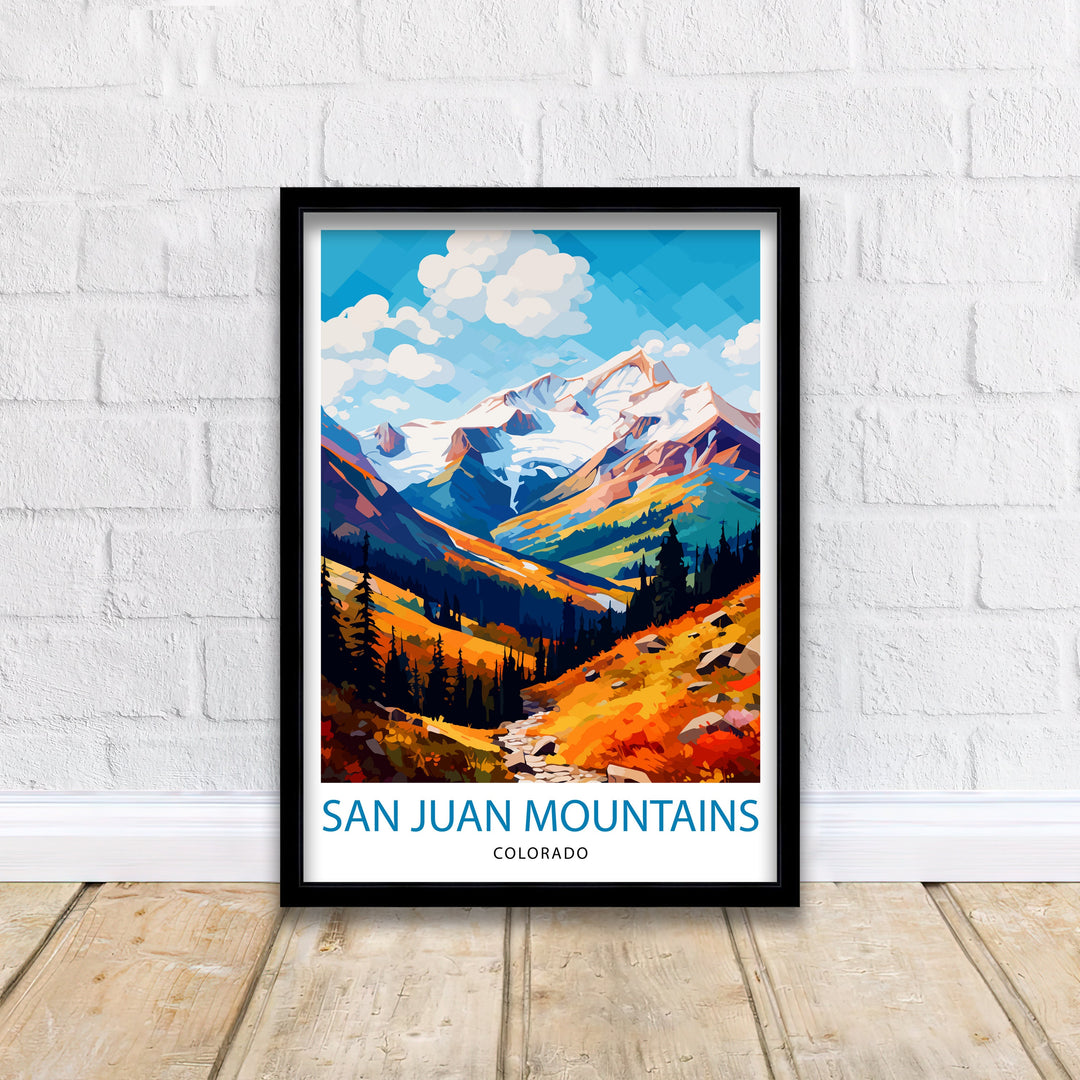 San Juan Mountains Colorado Travel Print| Colorado Wall Decor San Juan Mountains Poster Rocky Mountain Travel Prints Colorado Art