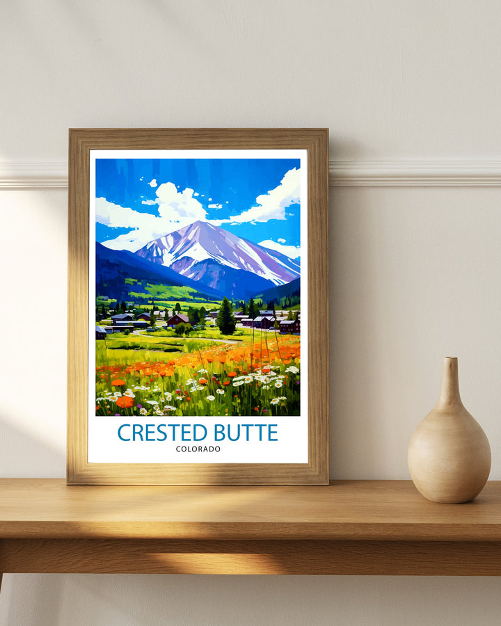 Crested Butte Colorado Travel Print| Colorado Wall Decor Crested Butte Poster Rocky Mountain Travel Prints Colorado Art Print Crested Butte