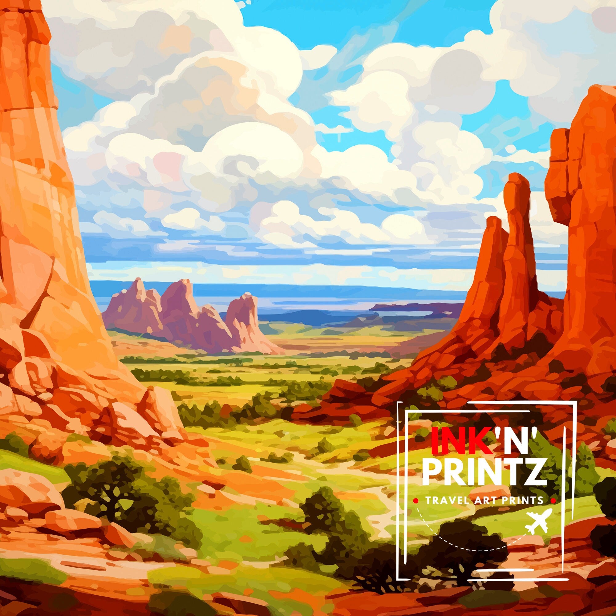 Garden of the Gods Colorado Travel Print| Colorado Wall Decor Garden of the Gods Poster Rocky Mountain Travel Prints Colorado Art Print