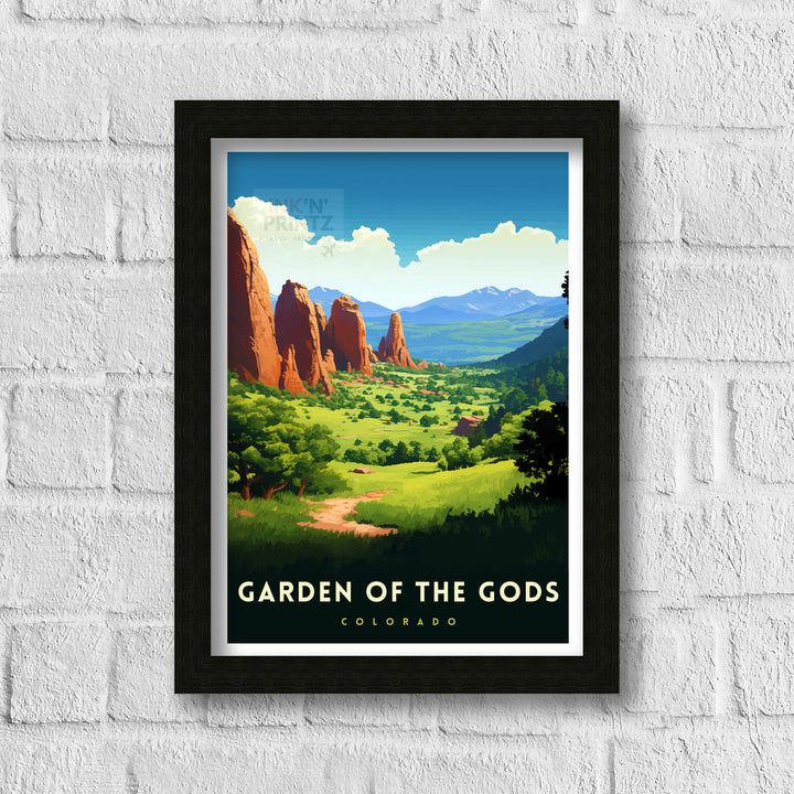 Garden of the Gods Colorado Travel Print| Colorado Wall Decor Garden of the Gods Poster Rocky Mountain Travel Prints Colorado Art Print