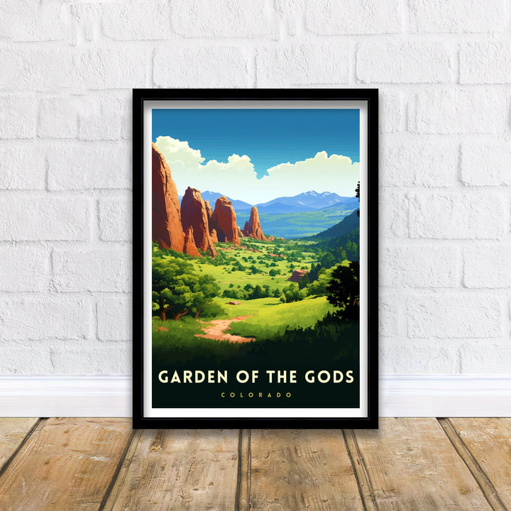 Garden of the Gods Colorado Travel Print| Colorado Wall Decor Garden of the Gods Poster Rocky Mountain Travel Prints Colorado Art Print