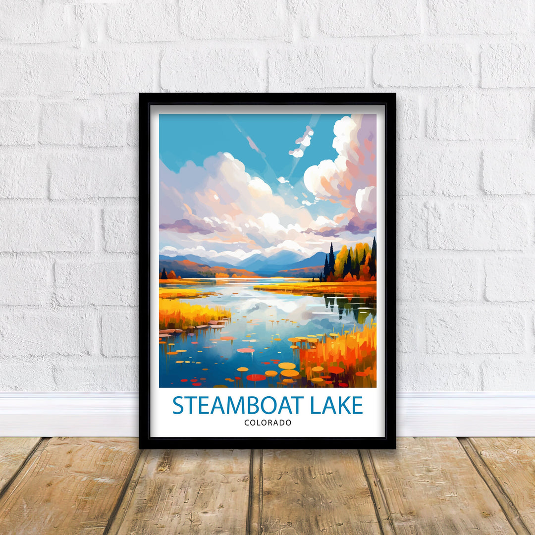 Steamboat Lake Colorado Travel Print| Colorado Wall Decor Steamboat Lake Poster Mountain Lake Travel Prints Colorado Art Print Steamboat