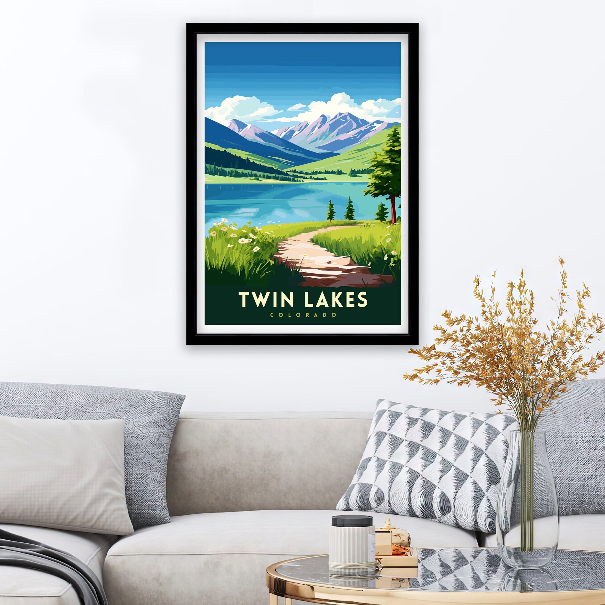 Twin Lakes Colorado Print | Rocky Mountain Travel Poster