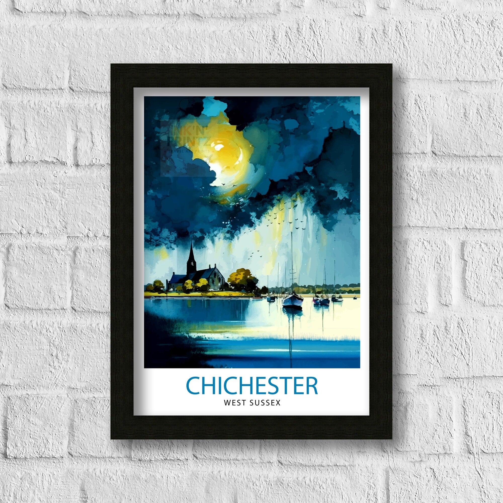 Chichester Harbour Travel Print Chichester Harbour Wall Decor Chichester Harbour Poster Coastal Travel Prints Chichester Harbour Art Print