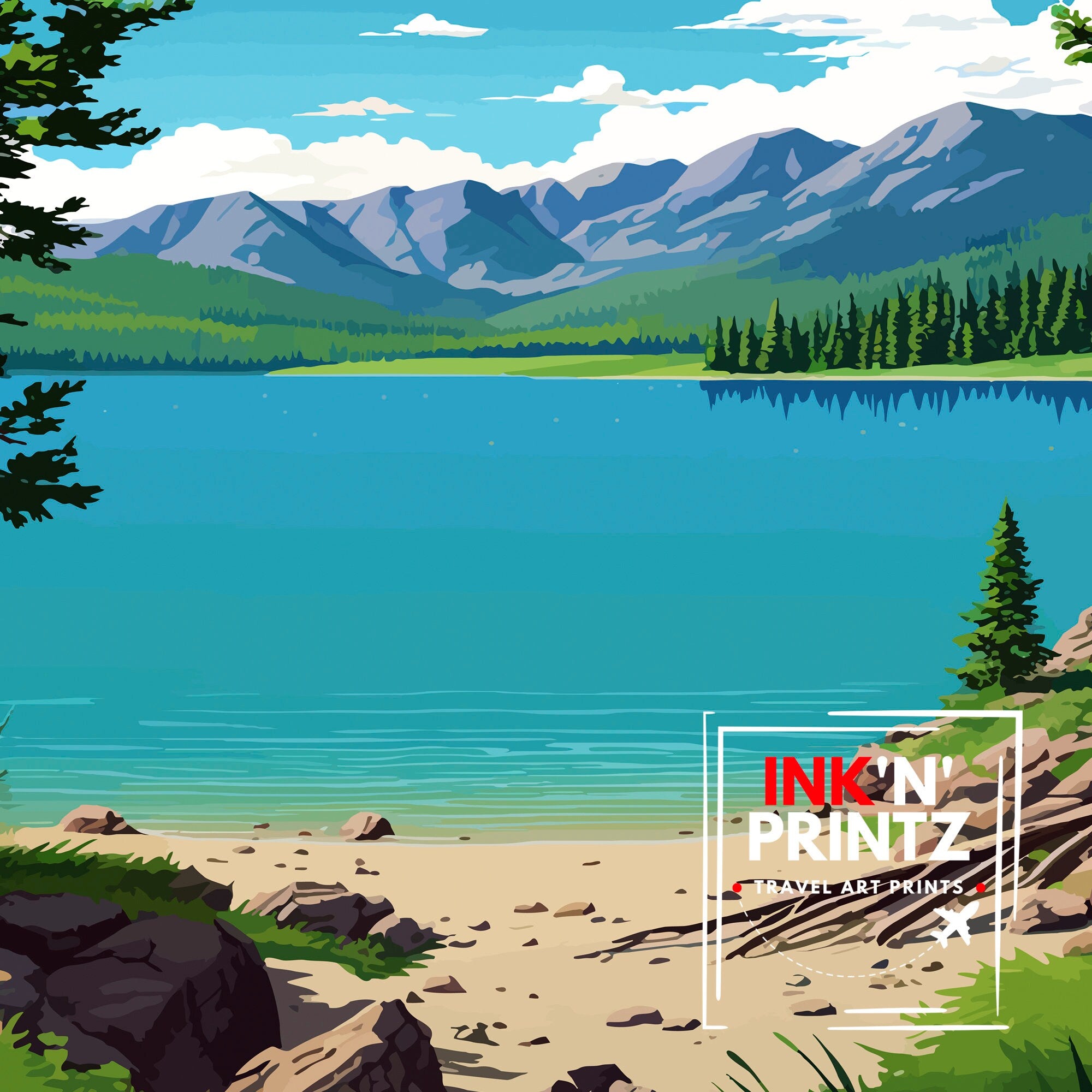 Grand Lake Colorado Travel Print| Colorado Wall Decor Grand Lake Poster Rocky Mountain Travel Prints Colorado Art Print Grand Lake
