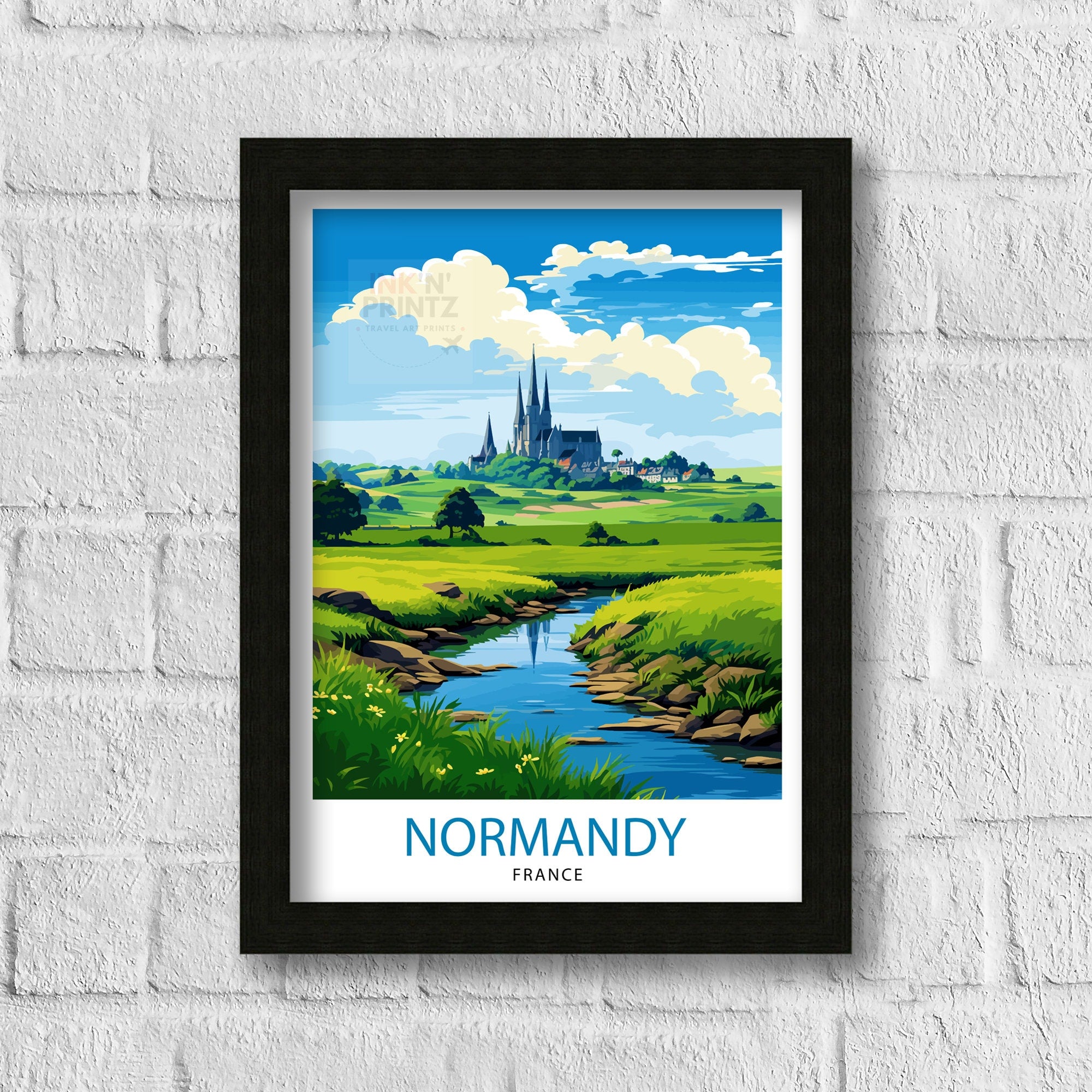 Normandy France Travel Print Normandy Wall Decor Normandy Poster France Travel Prints Normandy Art Print Normandy Illustration Normandy