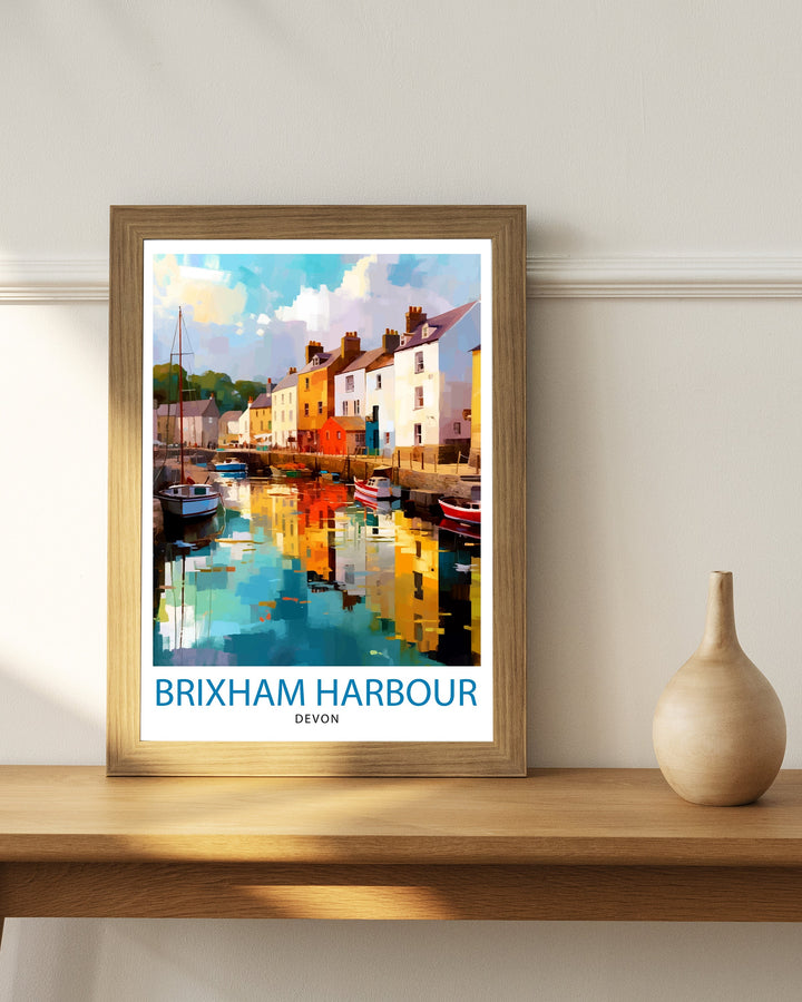 Brixham Harbour Travel Poster Brixham