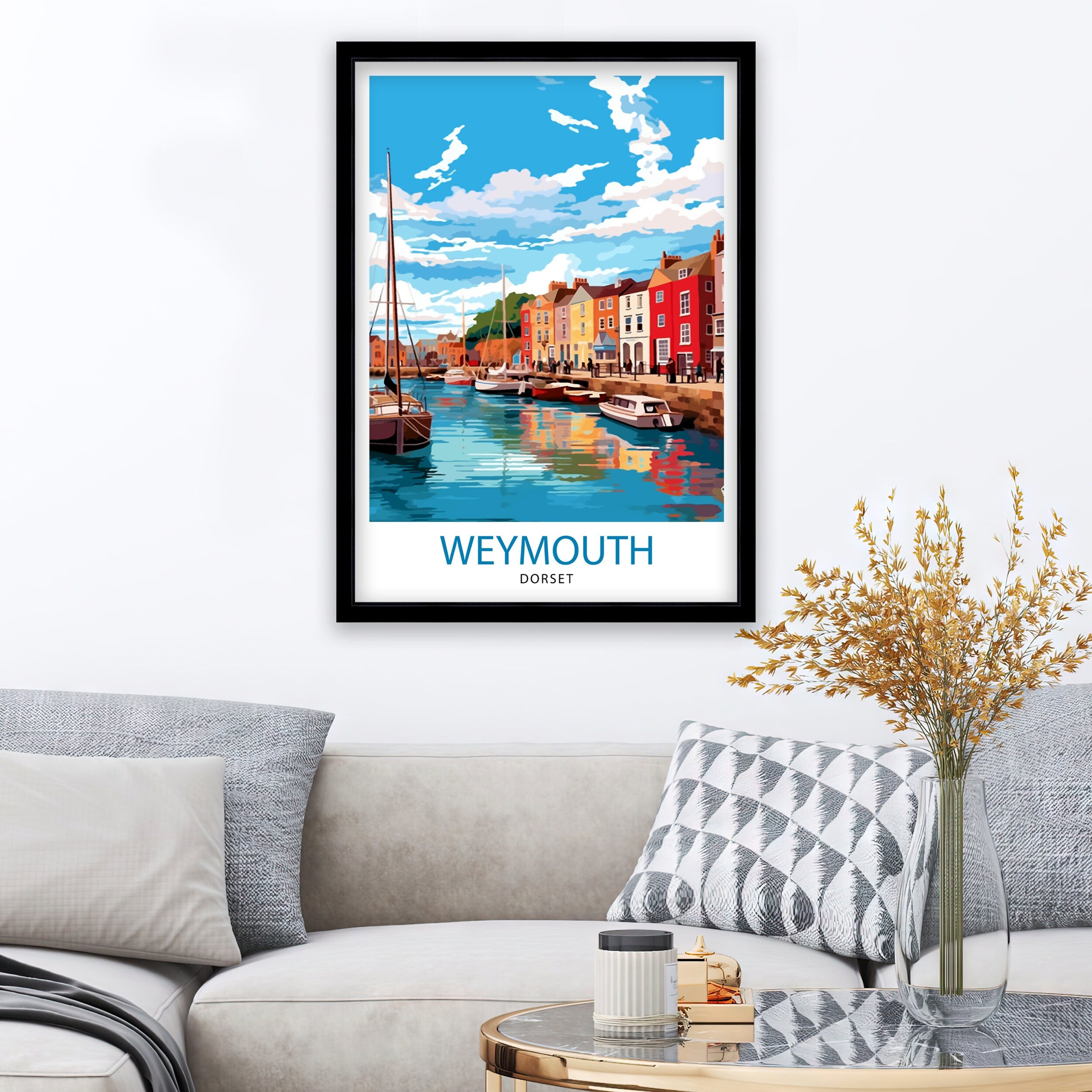 Weymouth Harbour Travel Print Weymouth Wall Decor Weymouth Poster Coastal Travel Prints Weymouth Art Print Weymouth Illustration Weymouth