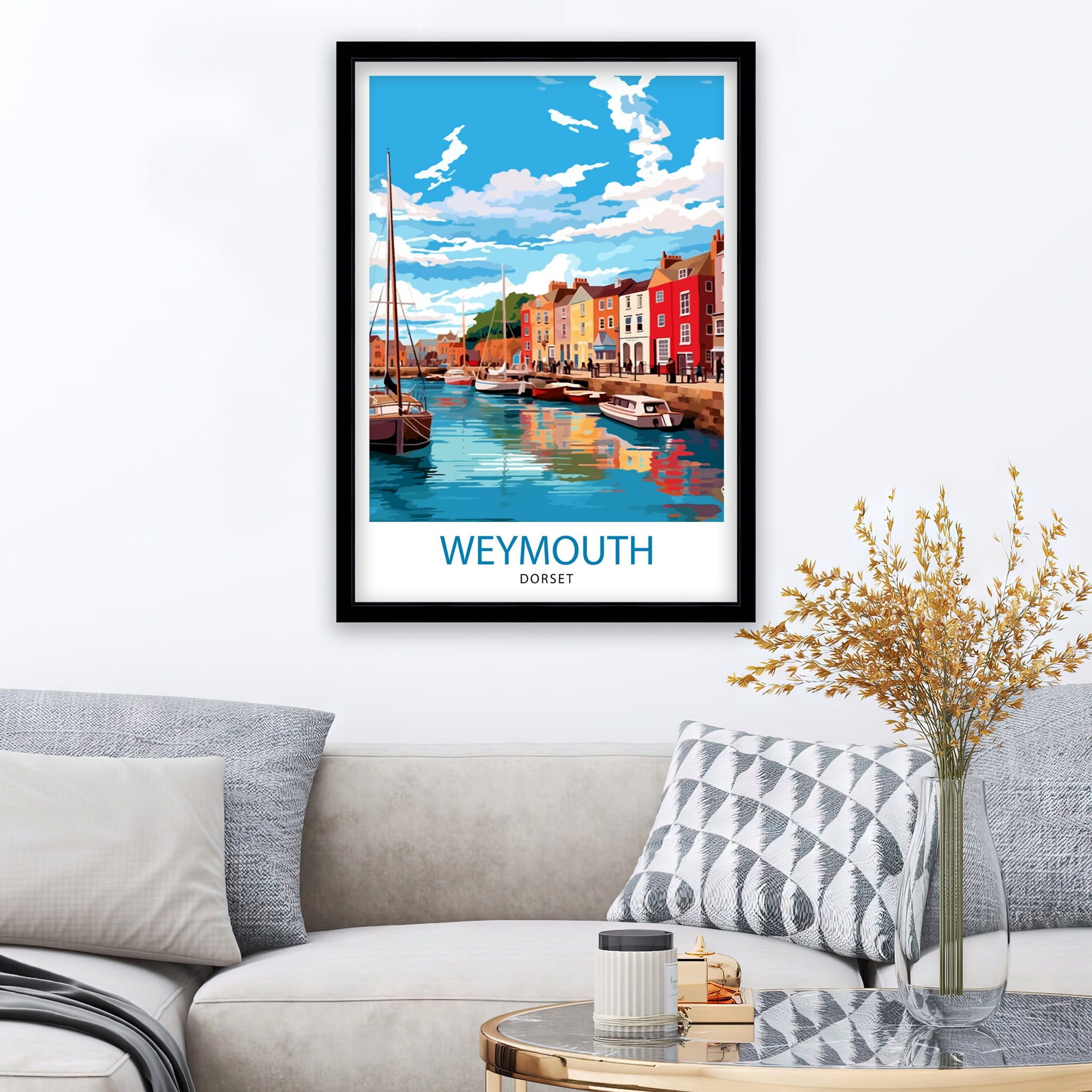 Weymouth Harbour Travel Print Weymouth Wall Decor Weymouth Poster Coastal Travel Prints Weymouth Art Print Weymouth Illustration Weymouth