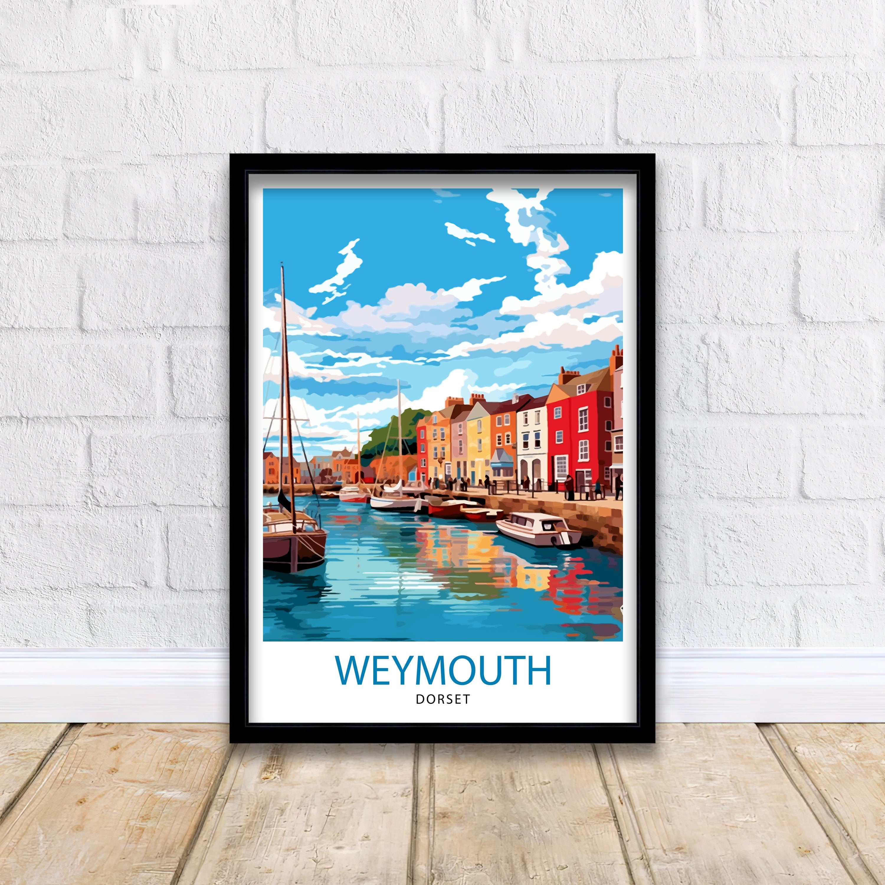 Weymouth Harbour Travel Print Weymouth Wall Decor Weymouth Poster Coastal Travel Prints Weymouth Art Print Weymouth Illustration Weymouth