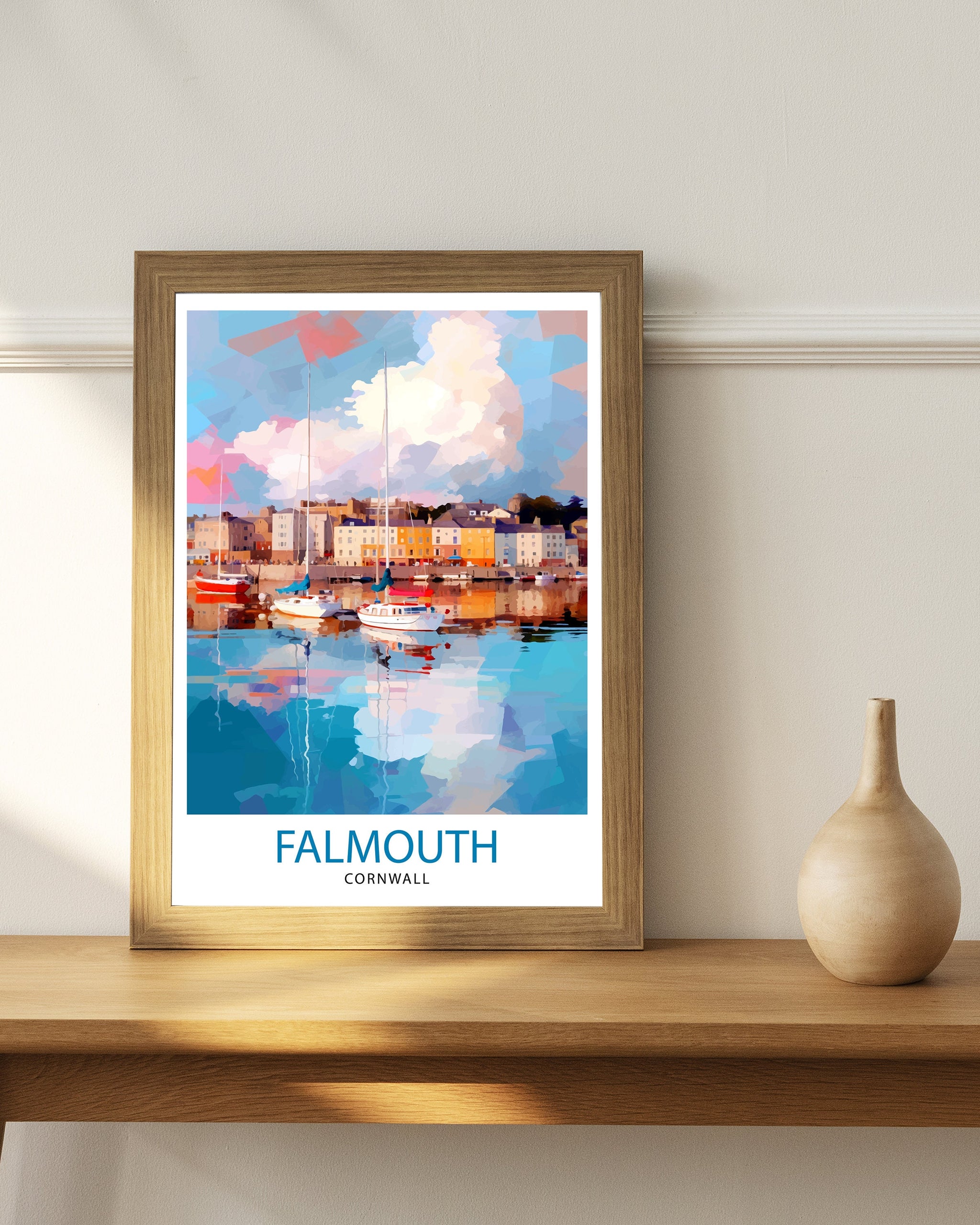 Falmouth Harbour Travel Print Falmouth Wall Decor Falmouth Poster Cornwall Travel Prints Falmouth Art Print Falmouth Illustration Falmouth
