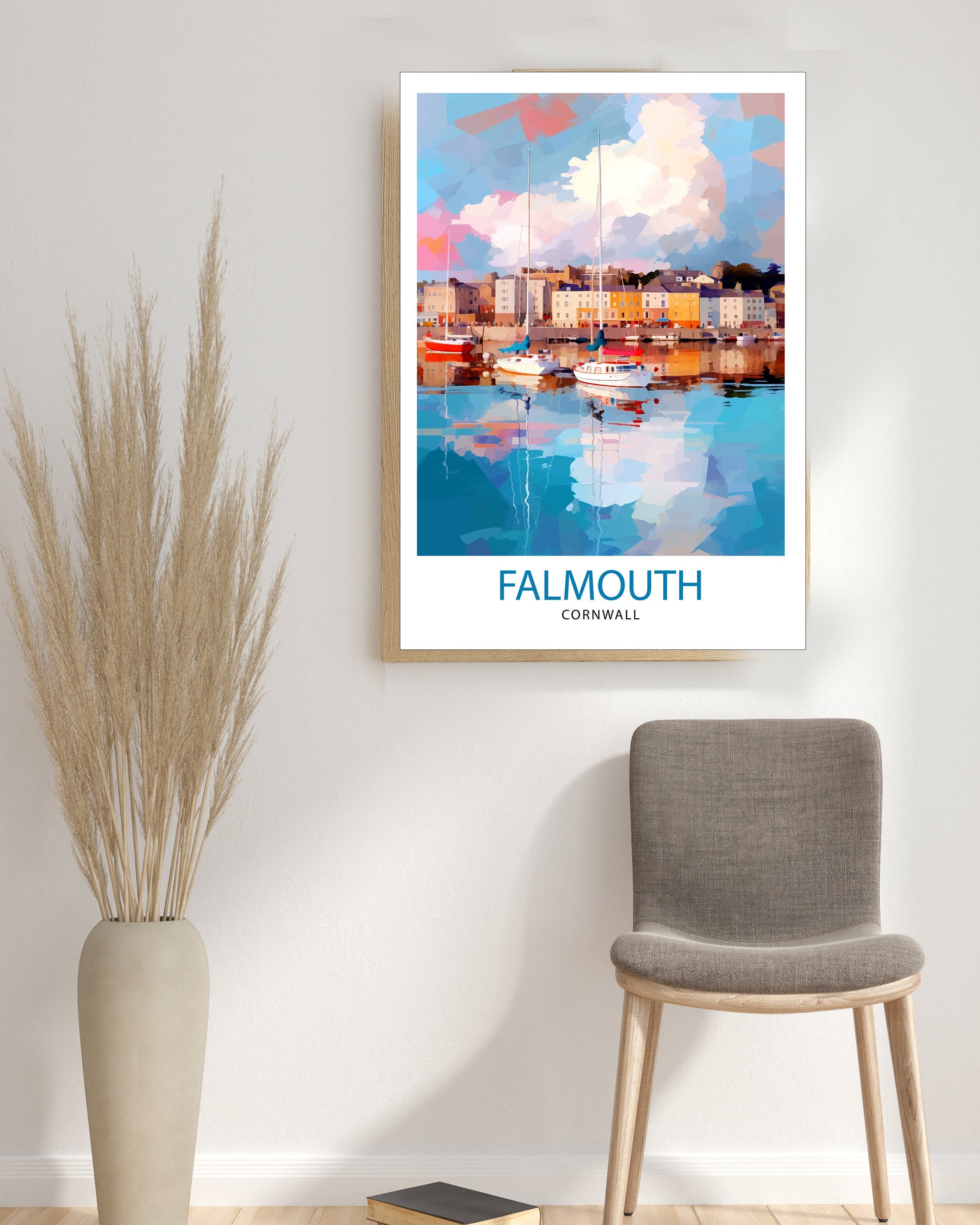 Falmouth Harbour Travel Print Falmouth Wall Decor Falmouth Poster Cornwall Travel Prints Falmouth Art Print Falmouth Illustration Falmouth