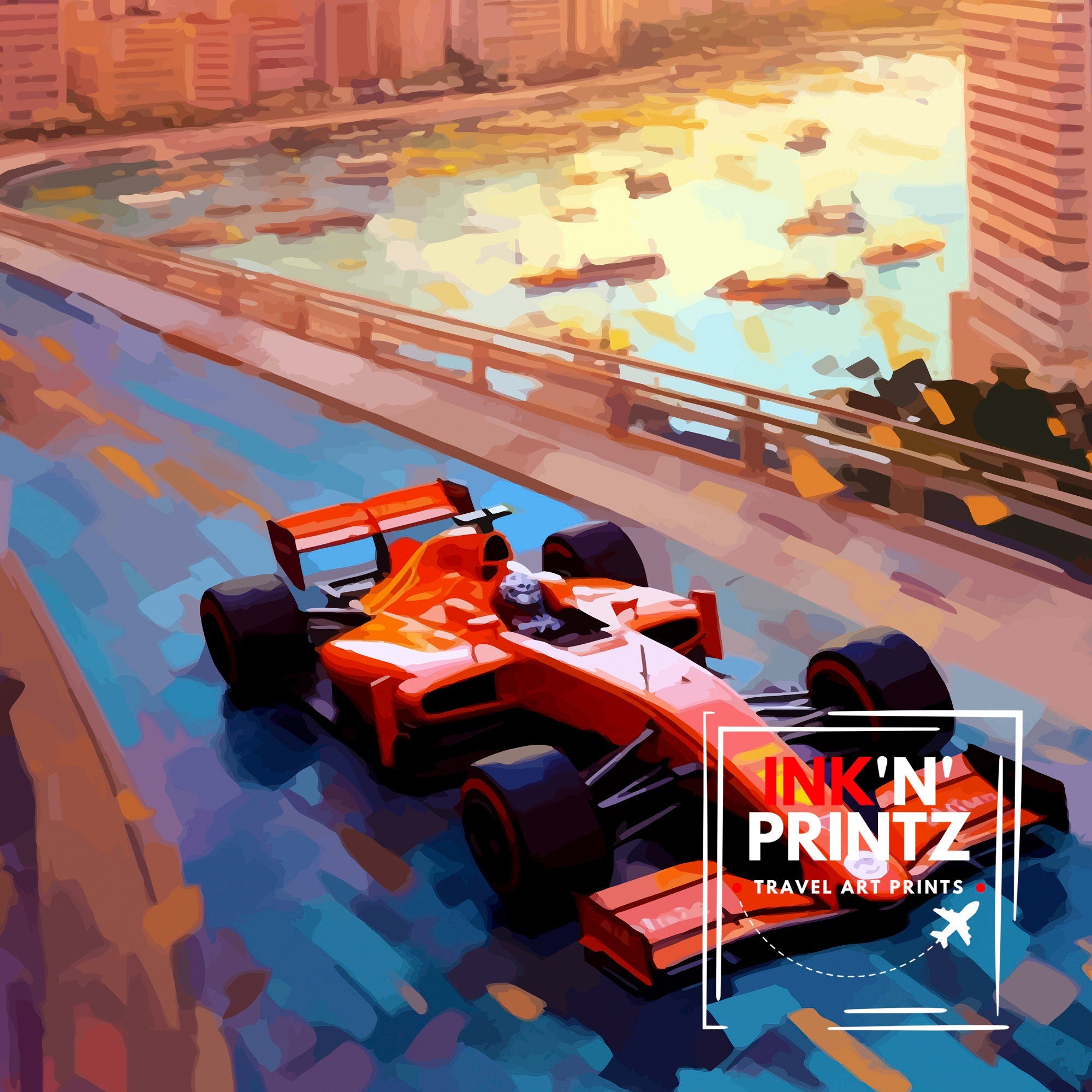 Monaco Grand Travel Print Monaco Wall Decor Grand Prix Poster Motor racing Travel Prints Monaco Art Print Racing Illustration Monaco