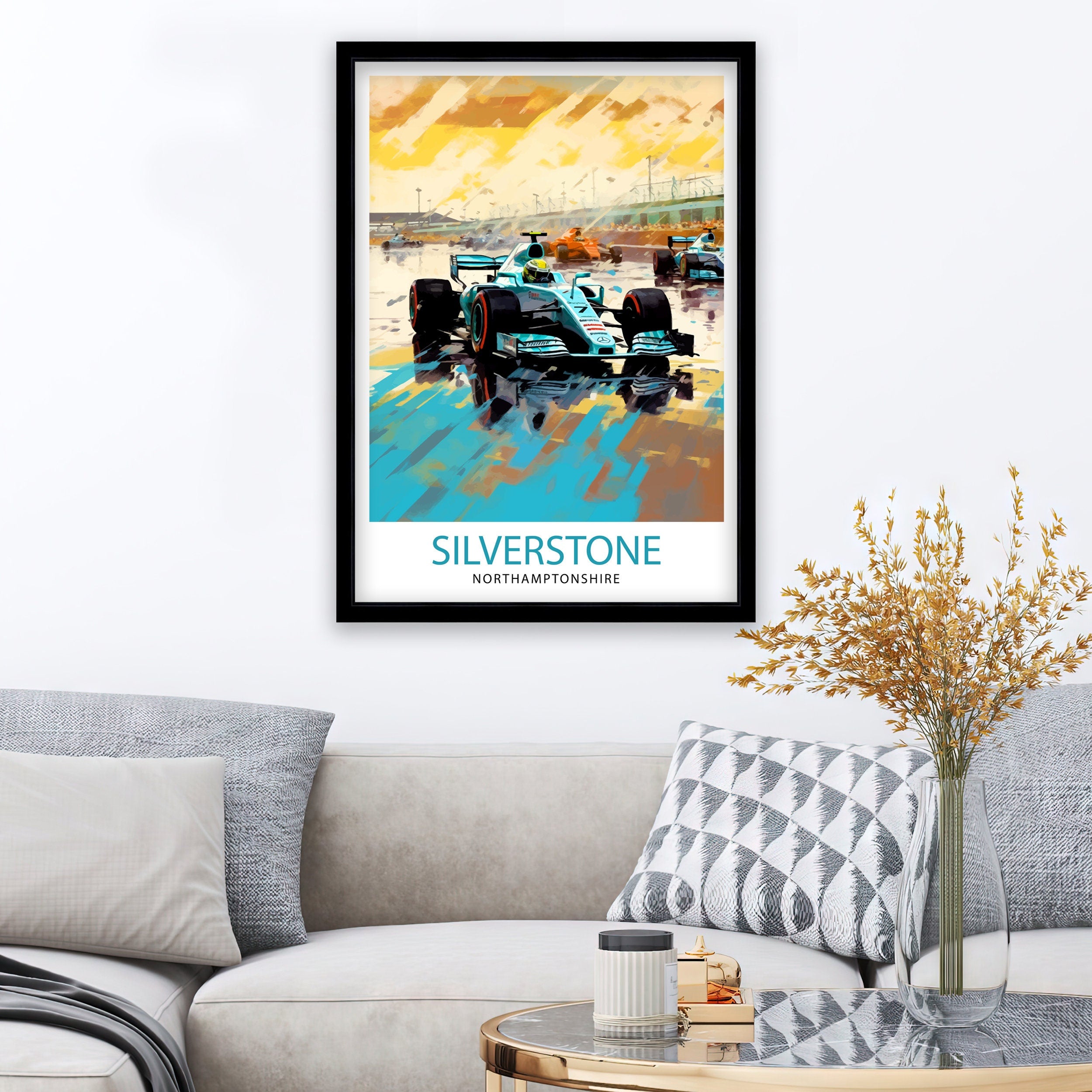 Silverstone Travel Print Wall Decor Silverstone Circuit Poster Motorsport Travel Prints Art Print Racing Illustration