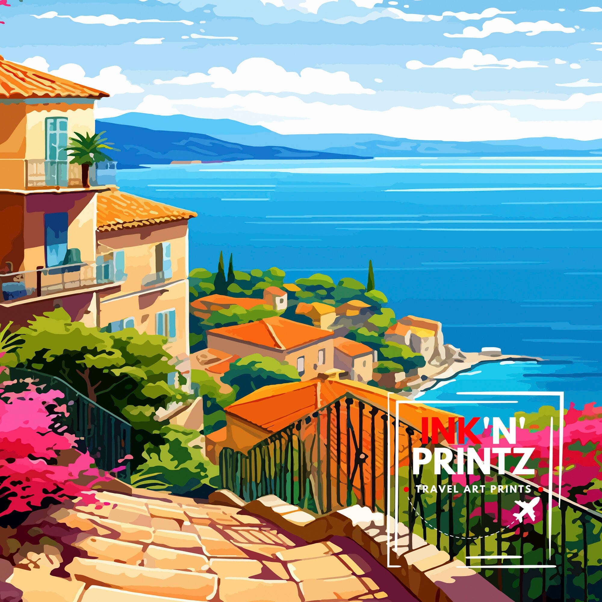 French Riviera Travel Print Riviera Wall Decor French Riviera Poster Mediterranean Travel Prints Riviera Art Print French Riviera