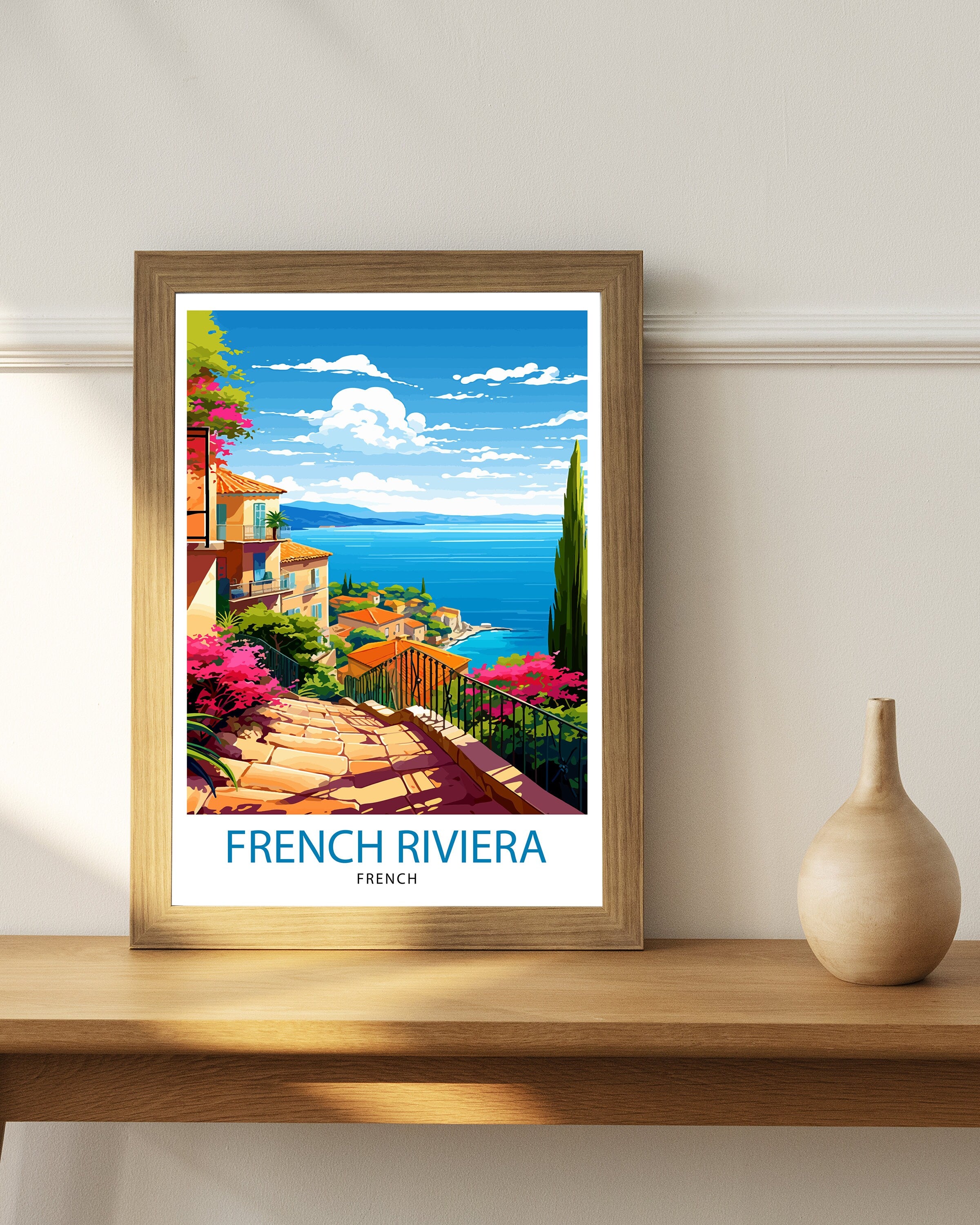 French Riviera Travel Print Riviera Wall Decor French Riviera Poster Mediterranean Travel Prints Riviera Art Print French Riviera
