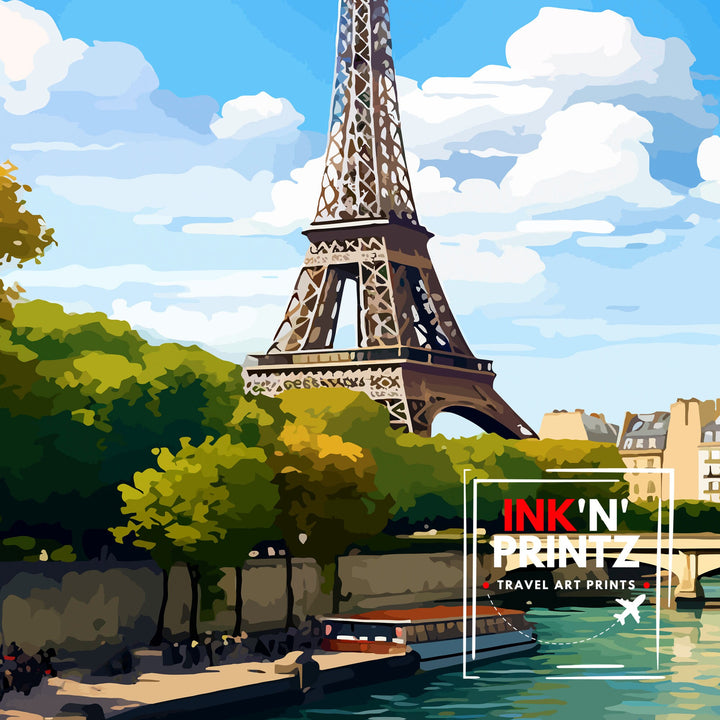 Paris France Travel Print Paris Wall Art Eiffel Tower Art France Travel Poster Paris Home Decor French Illustration Parisian Art Print