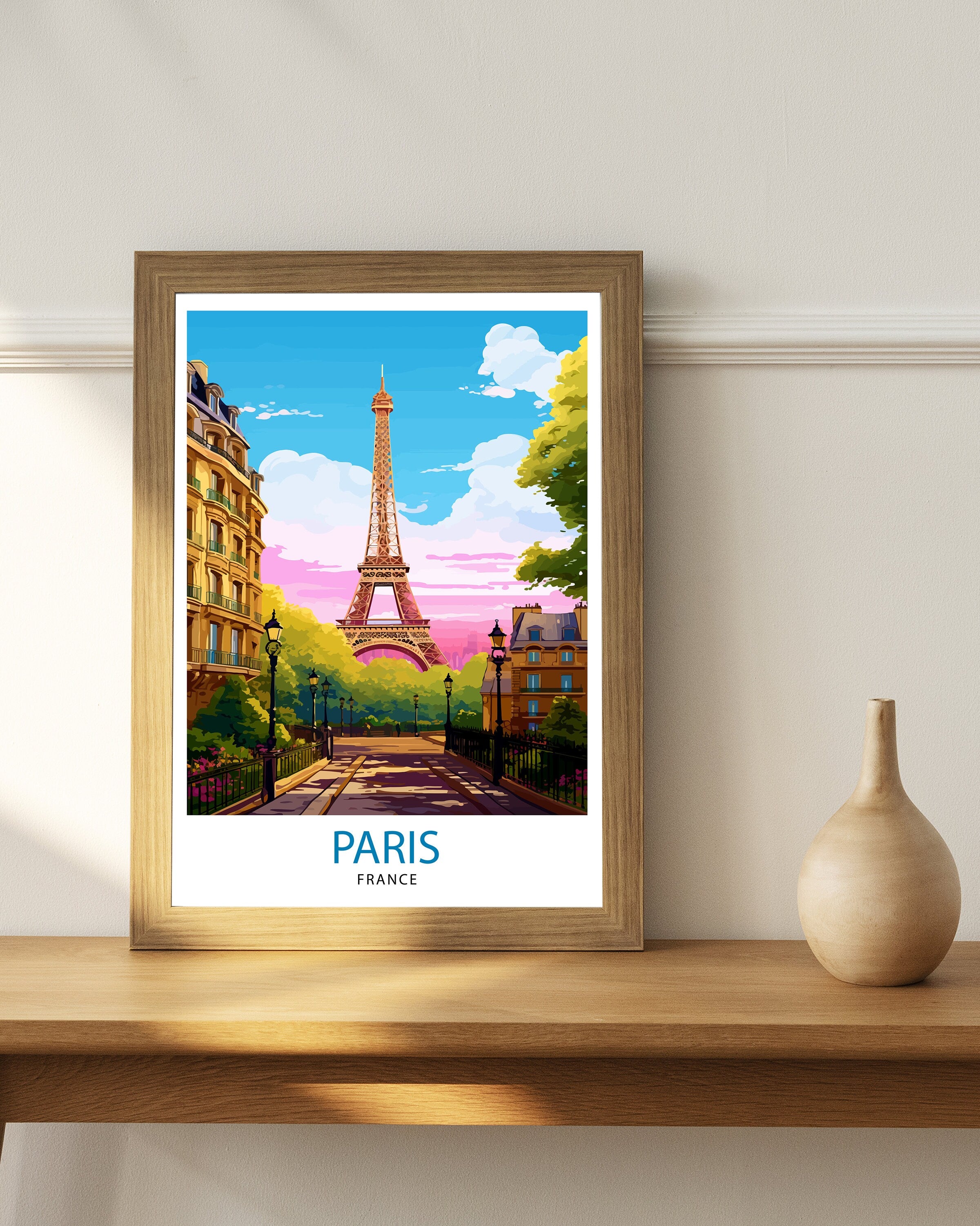 Paris France Travel Print Paris Wall Art Eiffel Tower Art France Travel Poster Paris Home Decor French Illustration Parisian Art Print