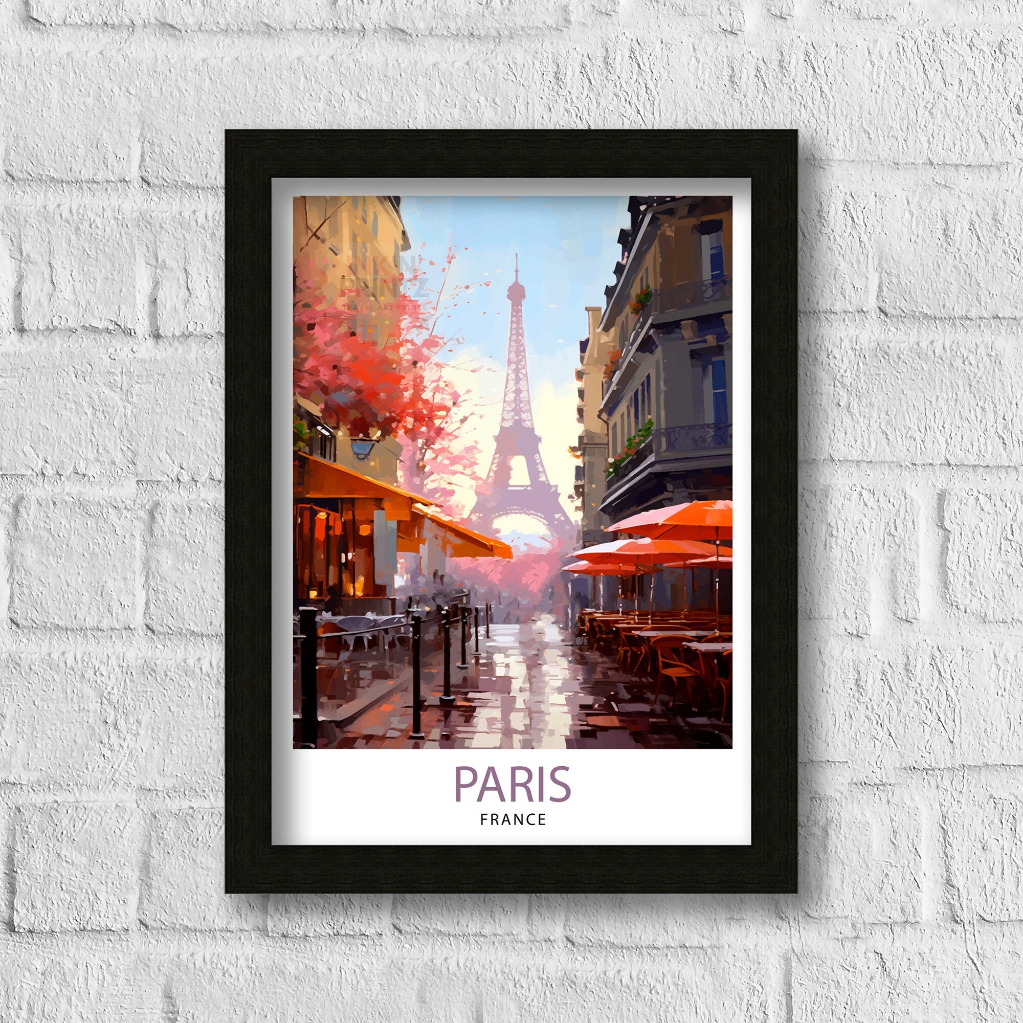 Paris France Travel Print Paris Wall Art Eiffel Tower Art France Travel Poster Paris Home Decor French Illustration Parisian Art Print