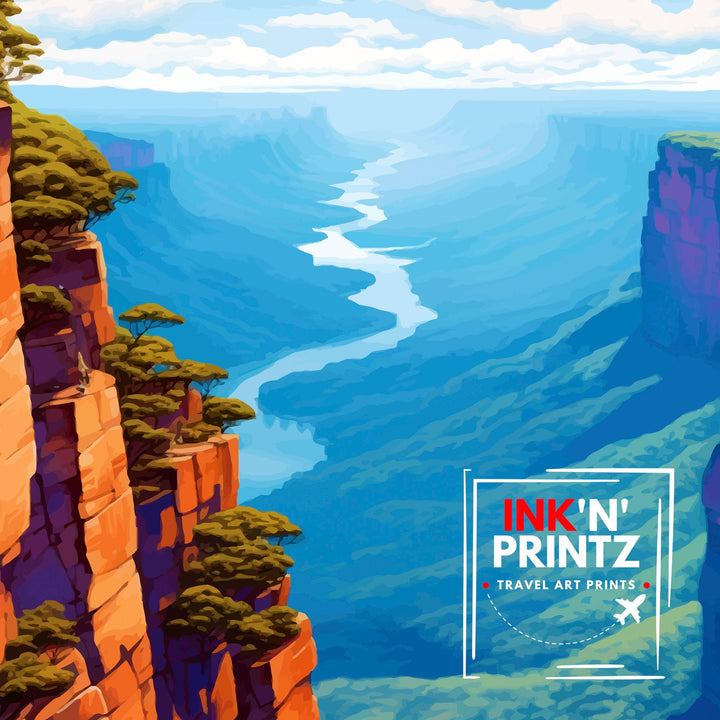 Blue Mountains Australia Travel Poster Blue Mountains