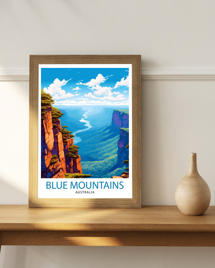 Blue Mountains Australia Travel Poster Blue Mountains