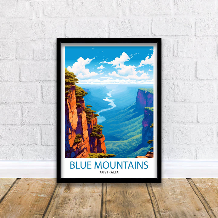 Blue Mountains Australia Travel Poster Blue Mountains