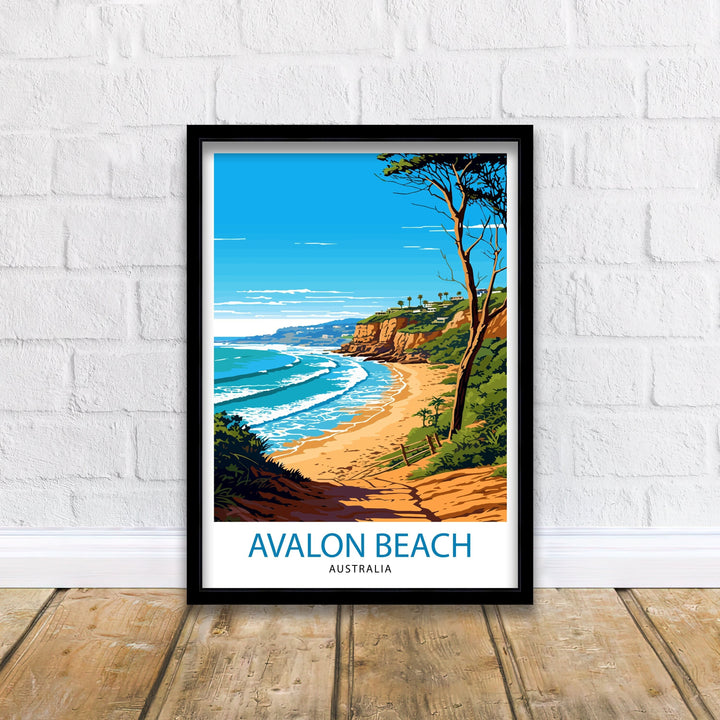 Avalon Beach Australia Travel Poster Coastal