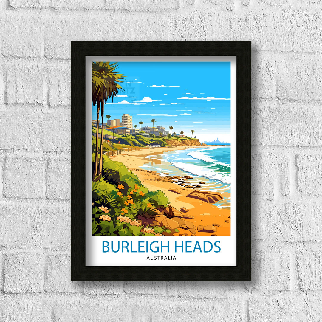 Burleigh Head Australia Travel Poster Coastal