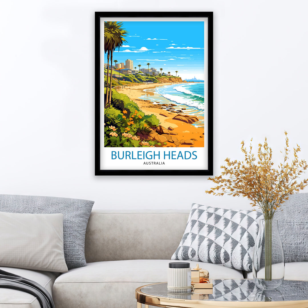 Burleigh Head Australia Travel Poster Coastal