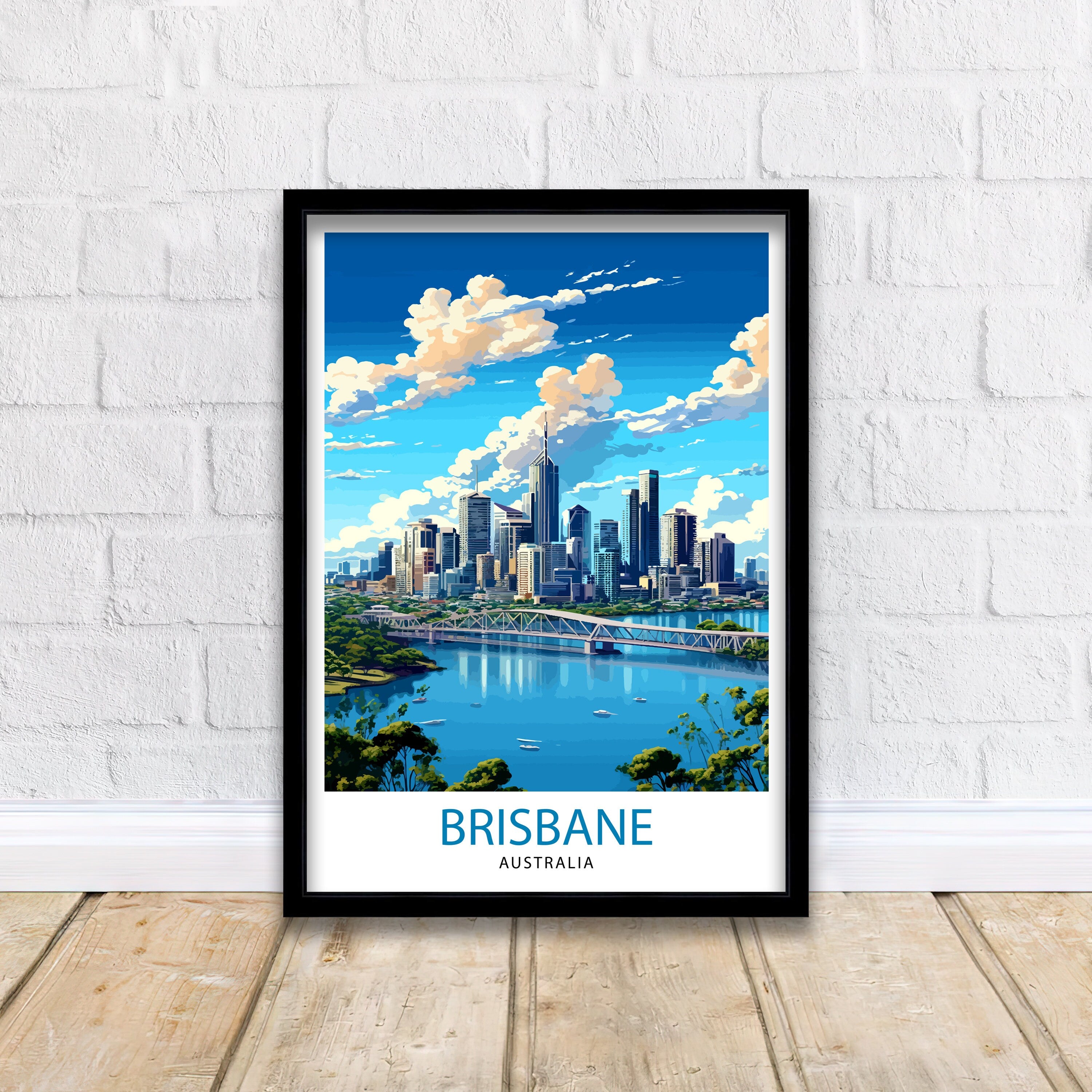 Brisbane Australia Travel Print Brisbane Wall Decor Brisbane Cityscape Poster Australia Travel Prints Brisbane Art Print Brisbane