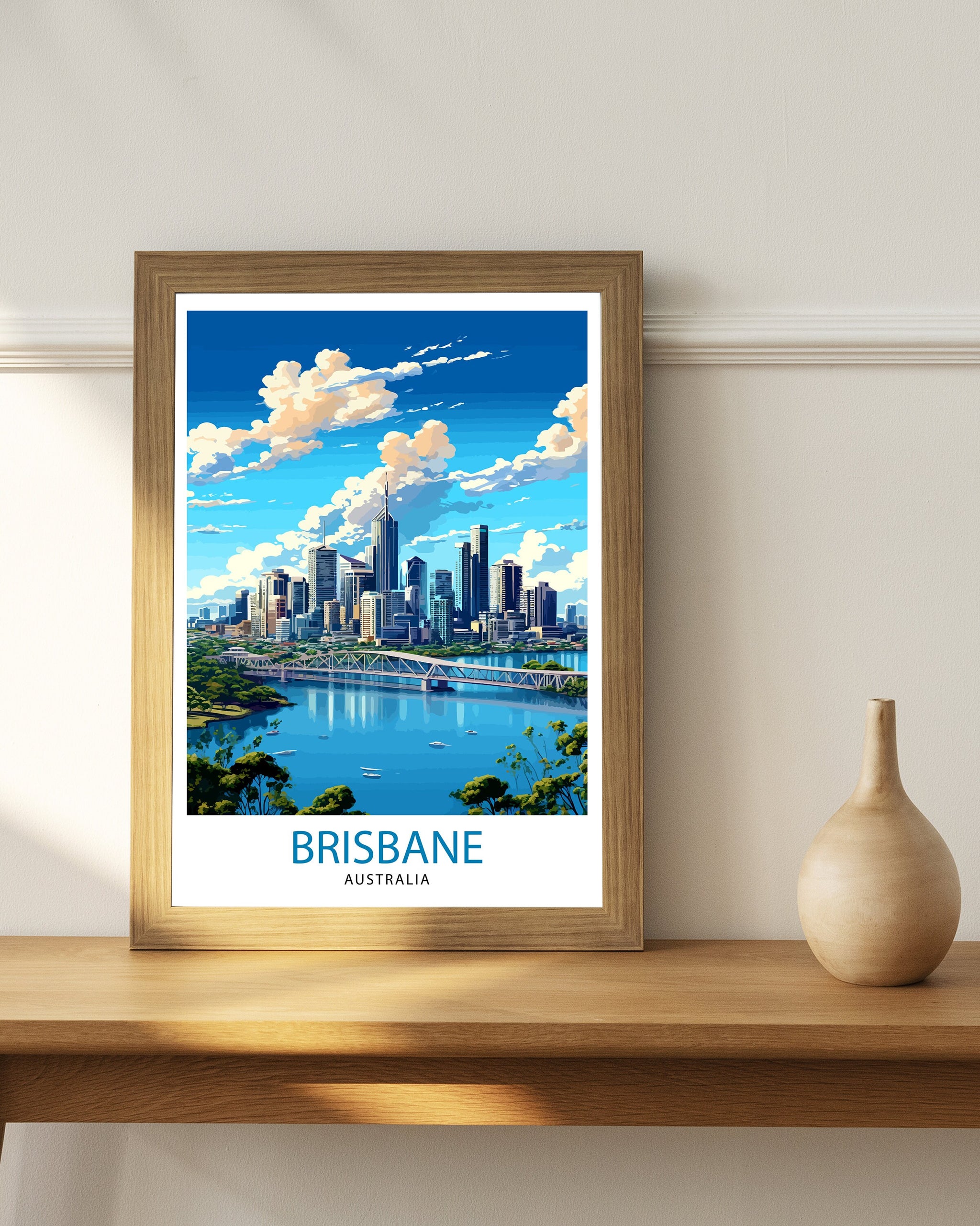 Brisbane Australia Travel Print Brisbane Wall Decor Brisbane Cityscape Poster Australia Travel Prints Brisbane Art Print Brisbane