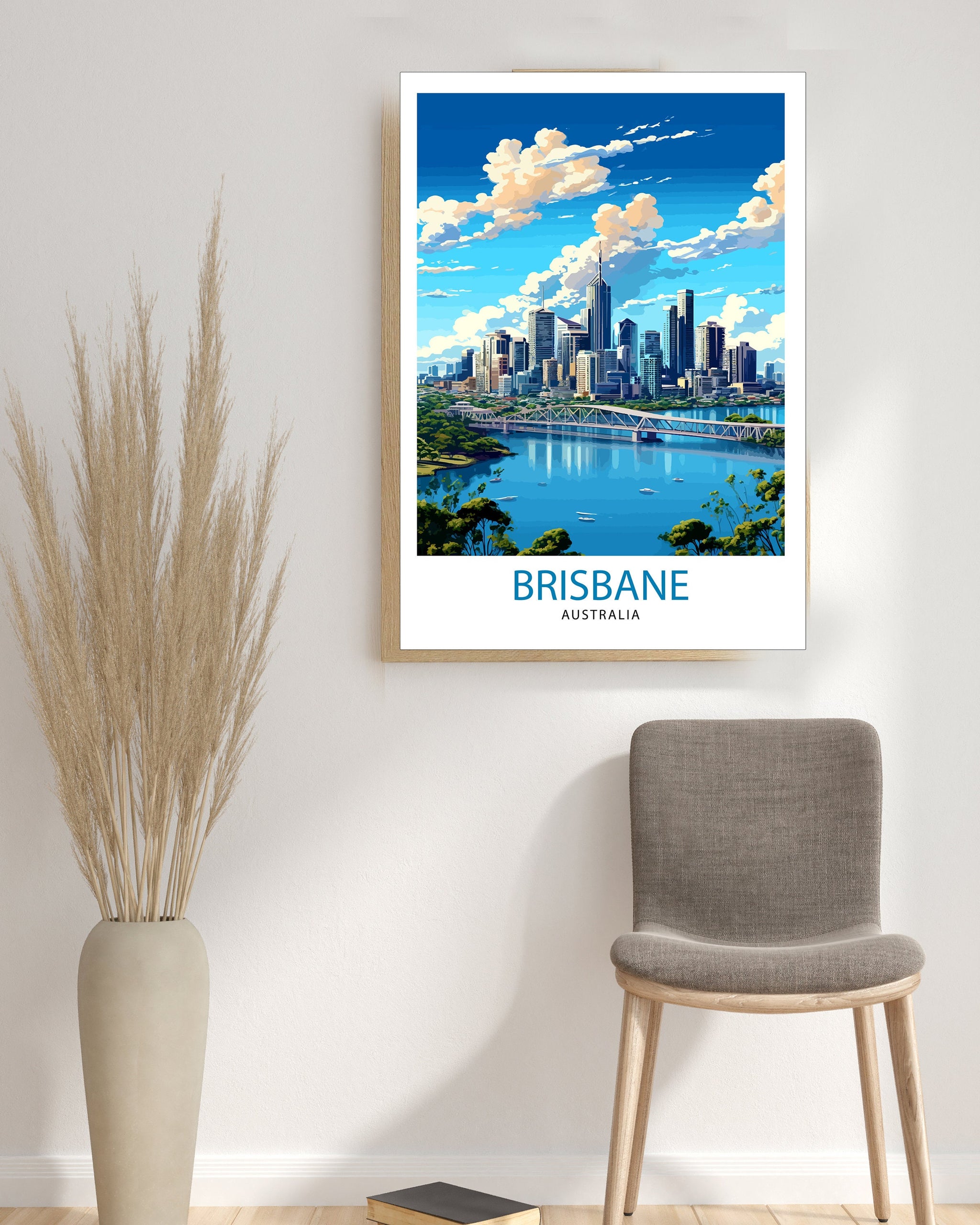 Brisbane Australia Travel Print Brisbane Wall Decor Brisbane Cityscape Poster Australia Travel Prints Brisbane Art Print Brisbane