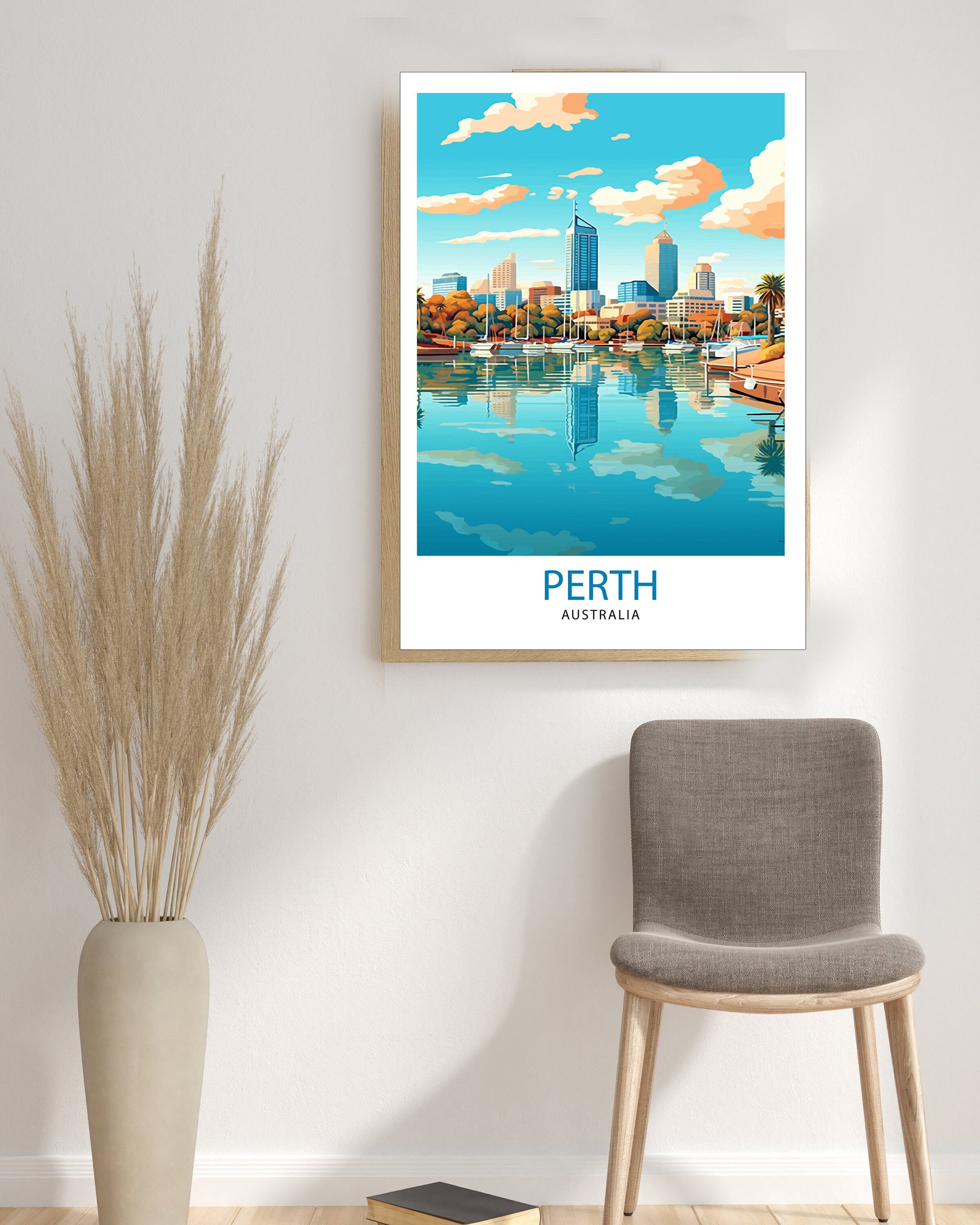 Perth Australia Travel Print Perth Wall Decor Perth Cityscape Poster Australia Travel Prints Perth Art Print Perth Illustration Perth Wall