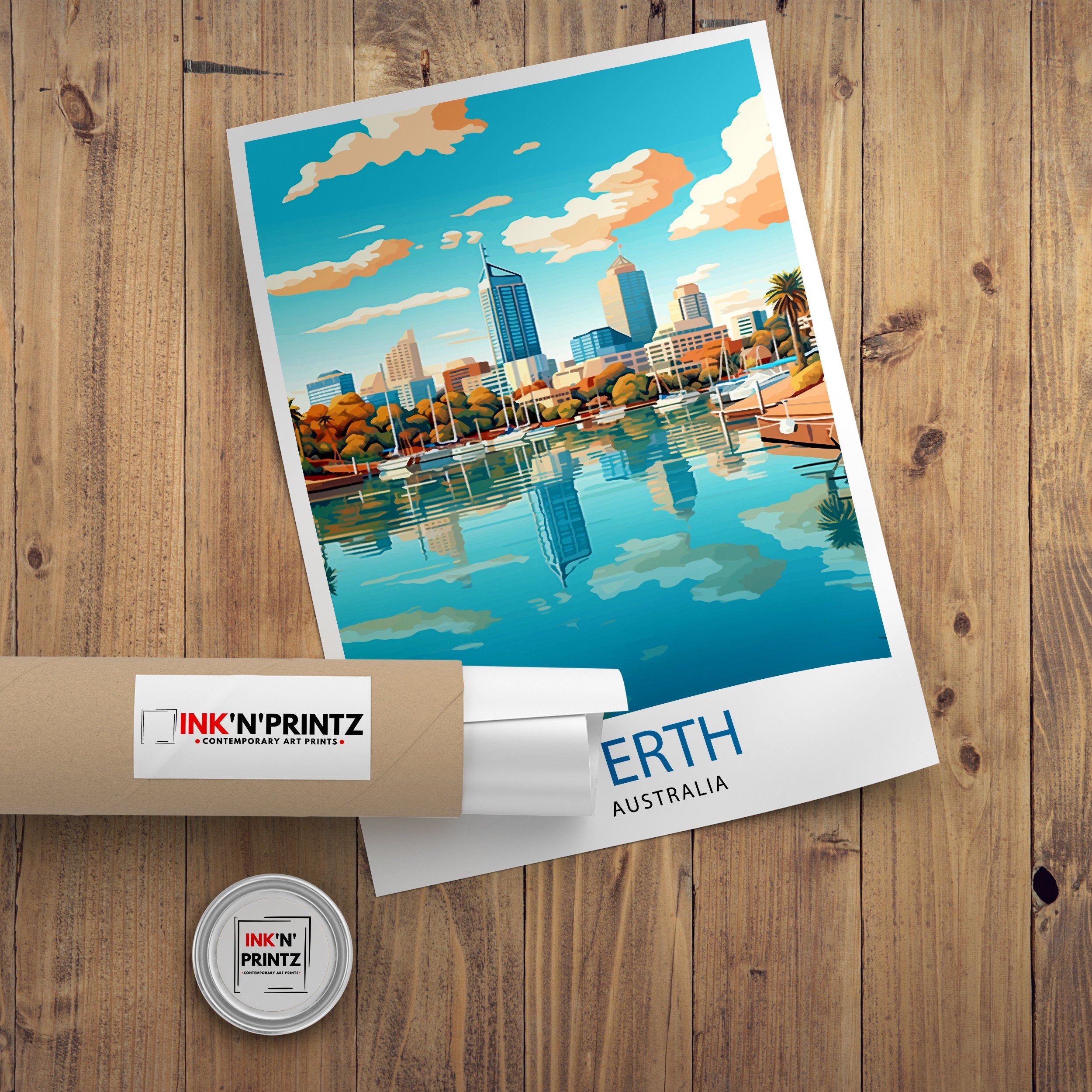 Perth Australia Travel Print Perth Wall Decor Perth Cityscape Poster Australia Travel Prints Perth Art Print Perth Illustration Perth Wall