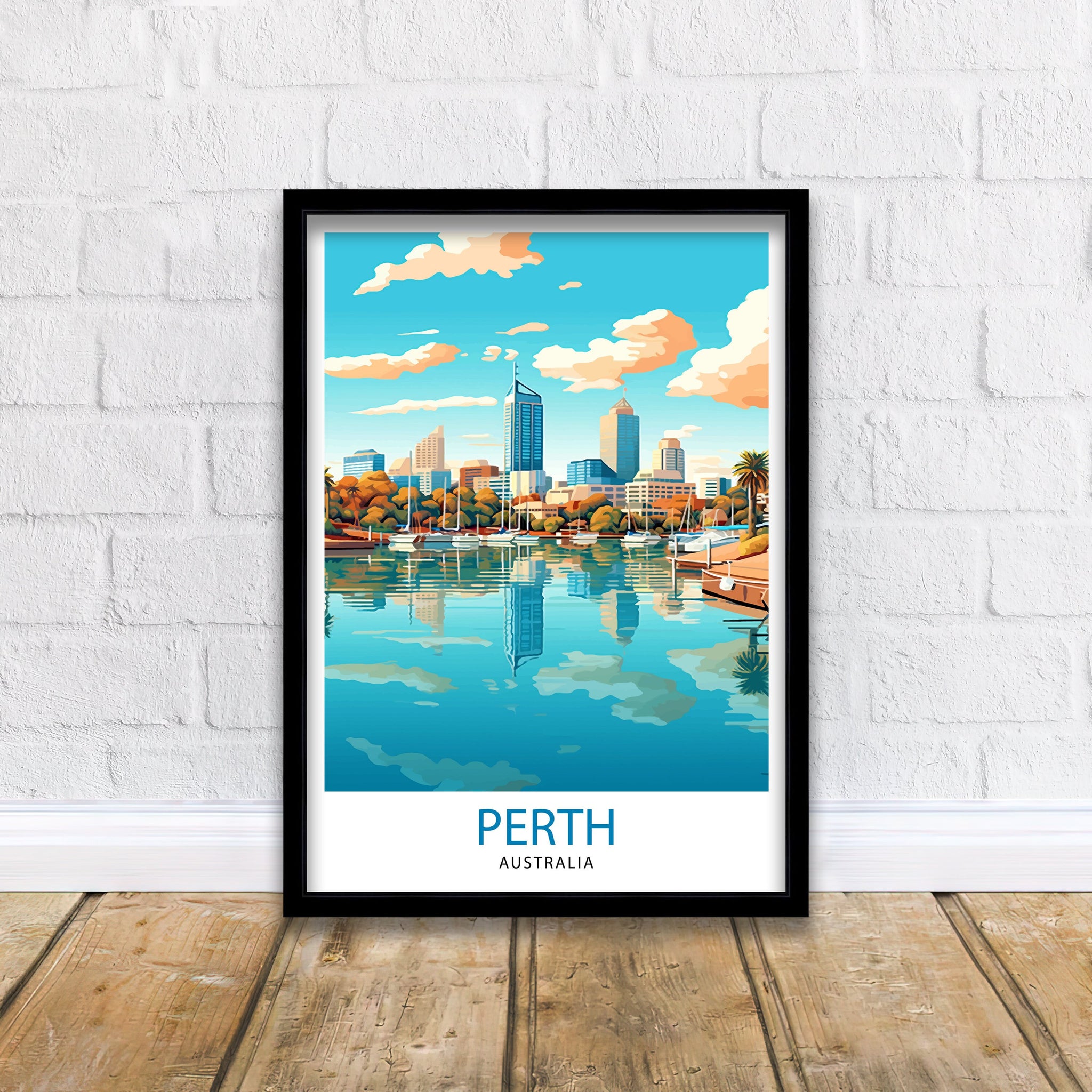 Perth Australia Travel Print Perth Wall Decor Perth Cityscape Poster Australia Travel Prints Perth Art Print Perth Illustration Perth Wall