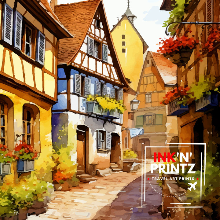 Alsace France Travel Print Alsace Wall Decor Alsace Poster France Travel Prints Alsace Art Print Alsace Illustration Alsace Wall Art France