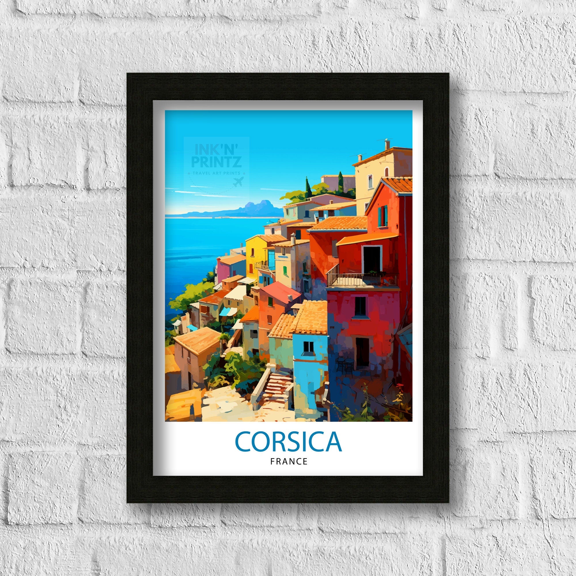 Corsica France Travel Print Corsica Wall Decor Corsica Poster France Travel Prints Corsica Art Print Corsica Illustration Corsica Wall Art