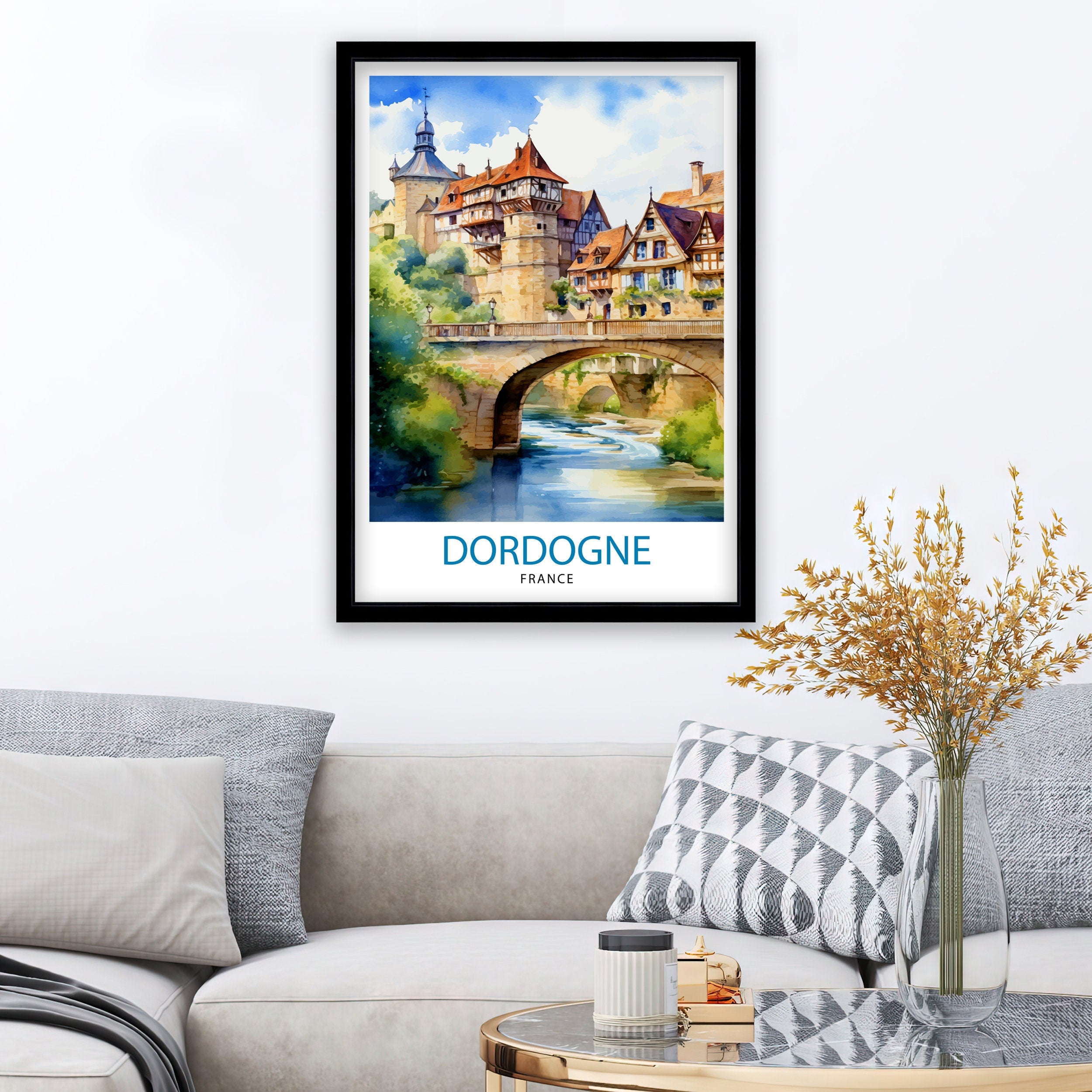 Dordogne France Travel Print Dordogne Wall Decor Dordogne Poster France Travel Prints Dordogne Art Print Dordogne Illustration Dordogne