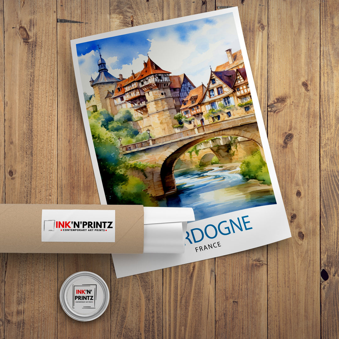 Dordogne France Travel Print Dordogne Wall Decor Dordogne Poster France Travel Prints Dordogne Art Print Dordogne Illustration Dordogne
