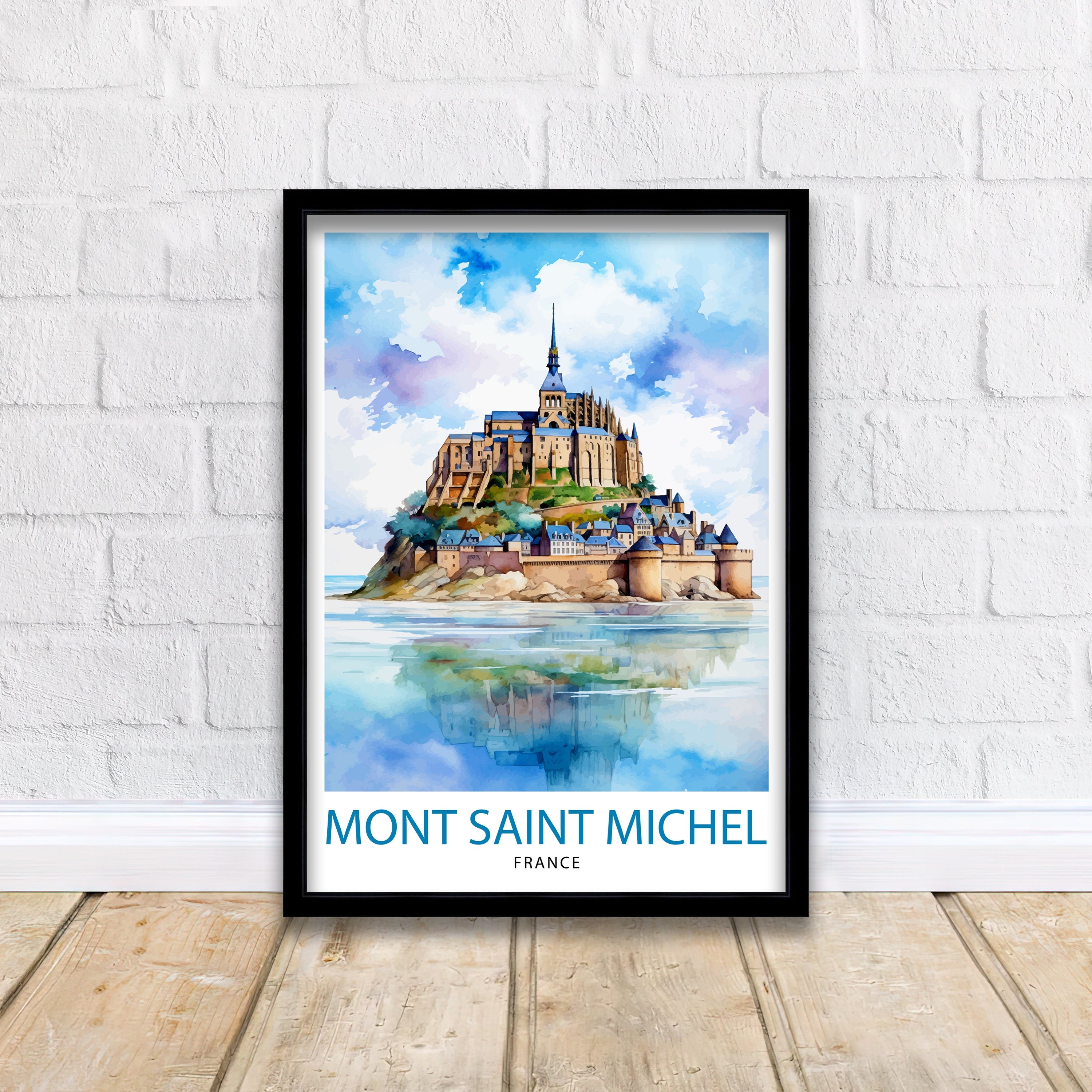 Mont Saint-Michel Travel Print Mont Saint-Michel Wall Art Mont Saint-Michel France Illustration Travel Poster Gift For Mont Saint-Michel
