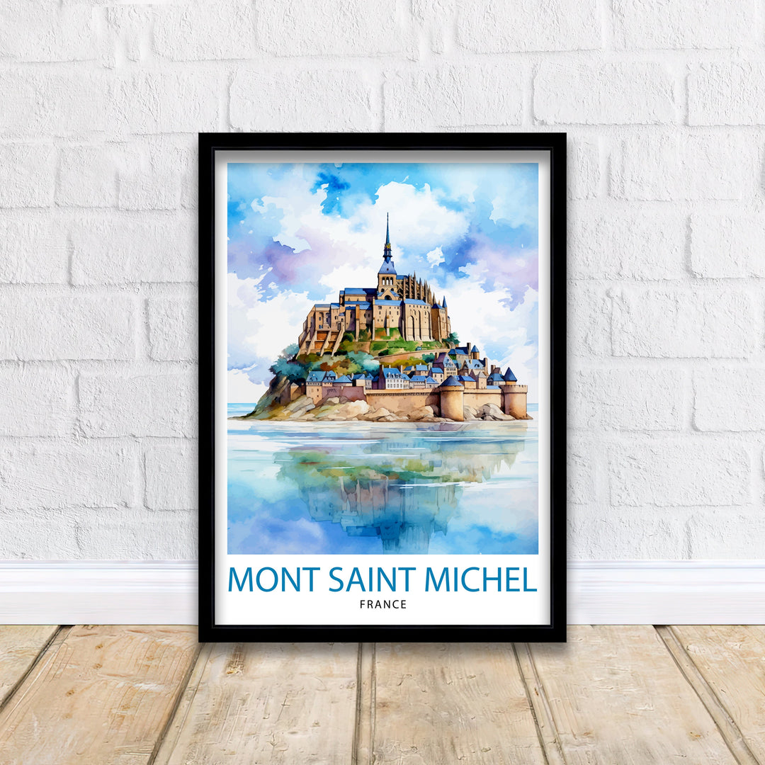 Mont Saint-Michel Travel Print Mont Saint-Michel Wall Art Mont Saint-Michel France Illustration Travel Poster Gift For Mont Saint-Michel
