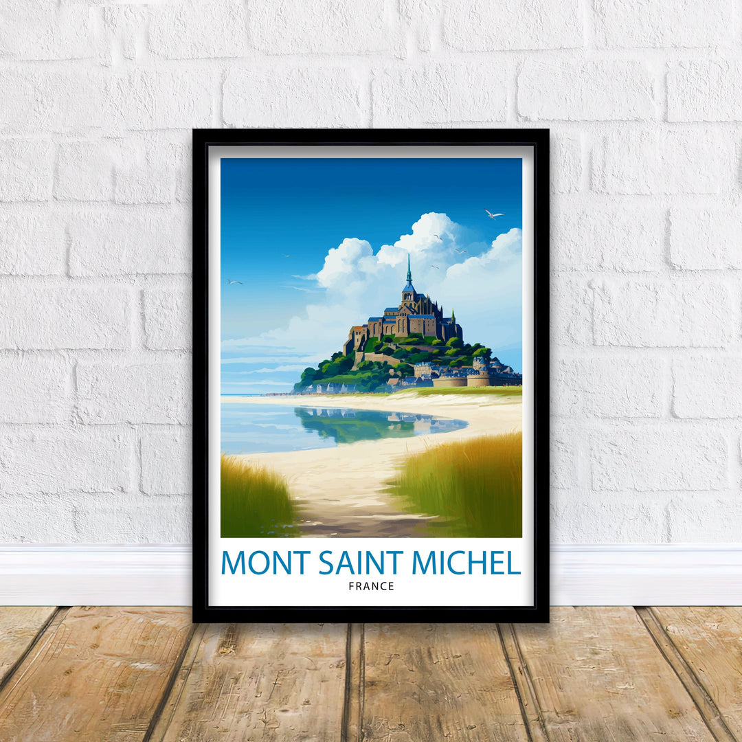 Mont Saint-Michel Travel Print Mont Saint-Michel Wall Art Mont Saint-Michel France Illustration Travel Poster Gift For Mont Saint-Michel