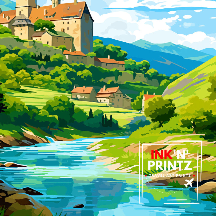 Dordogne France Travel Print Dordogne Wall Decor Dordogne Poster France Travel Prints Dordogne Art Print Dordogne Illustration Dordogne