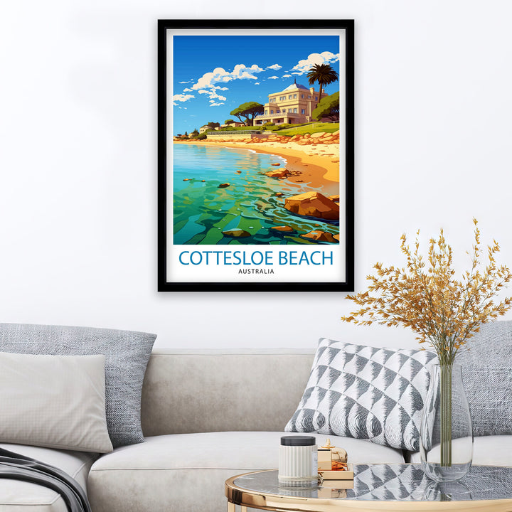 Cottesloe Beach Australia Travel Poster Coastal