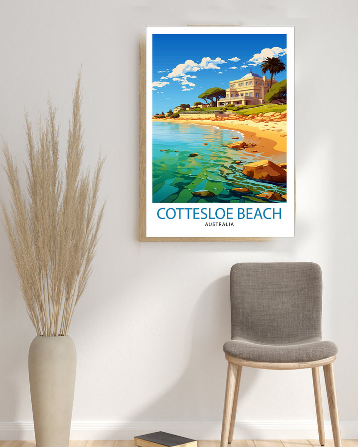 Cottesloe Beach Australia Travel Poster Coastal