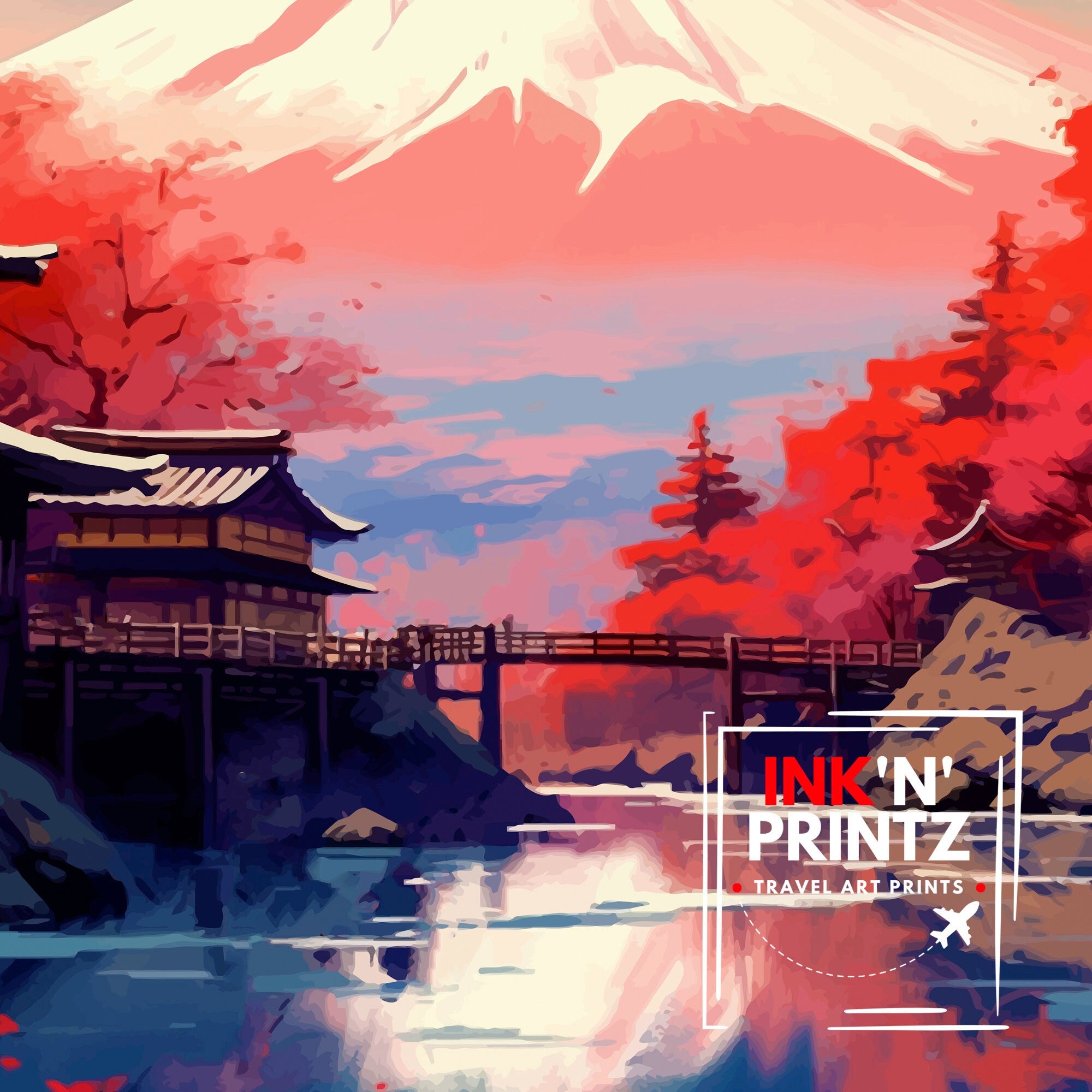 Mount Fuji Travel Print Japan Wall Decor Fuji Mountain Art Japanese Landscape Print Gift for Nature Lovers Home Decor